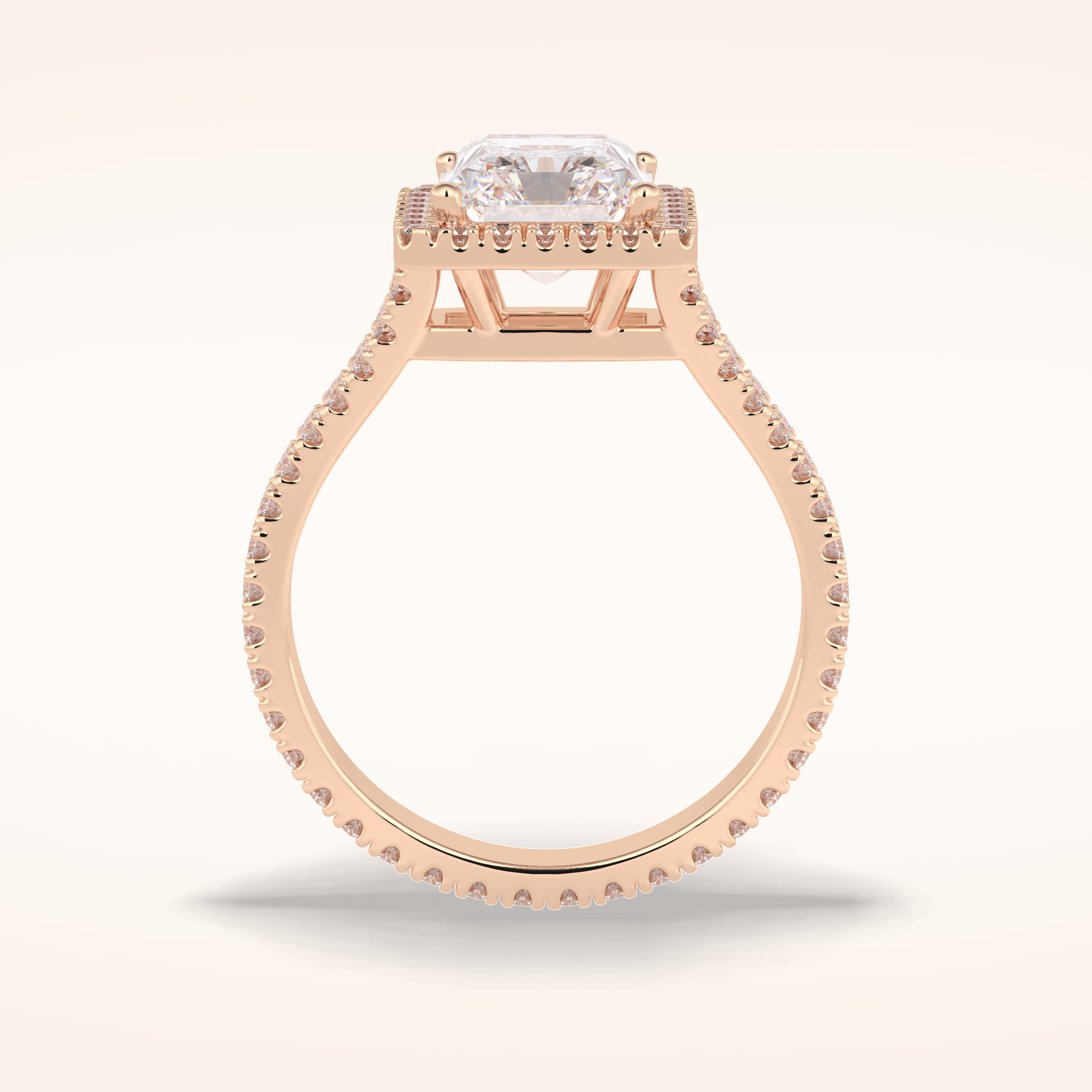3.05 CT Radiant Shaped Halo & Pave Split Shank Moissanite Engagement Ring