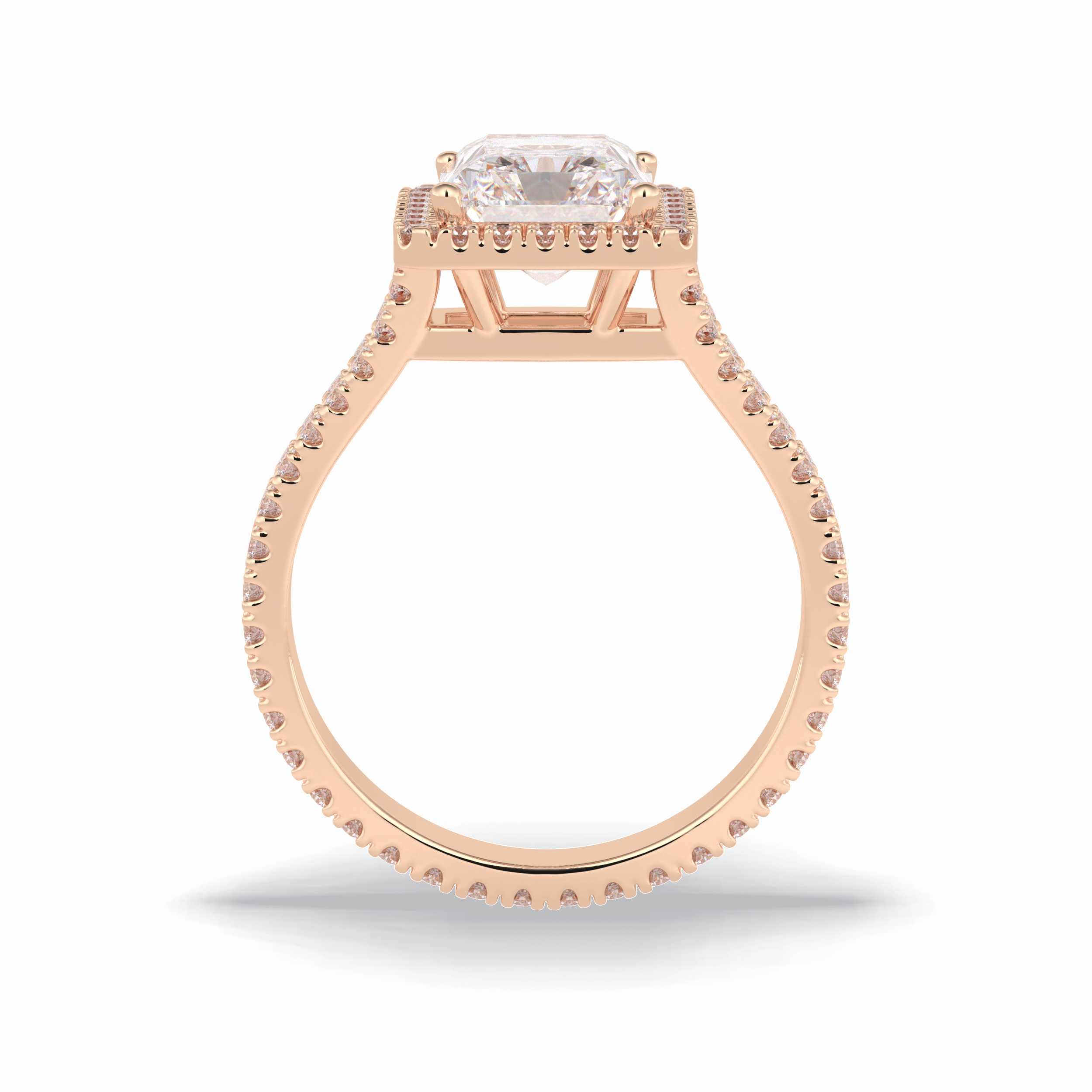 Radiant Halo, Pave & Split Shank Lab Grown Diamond Engagement Ring