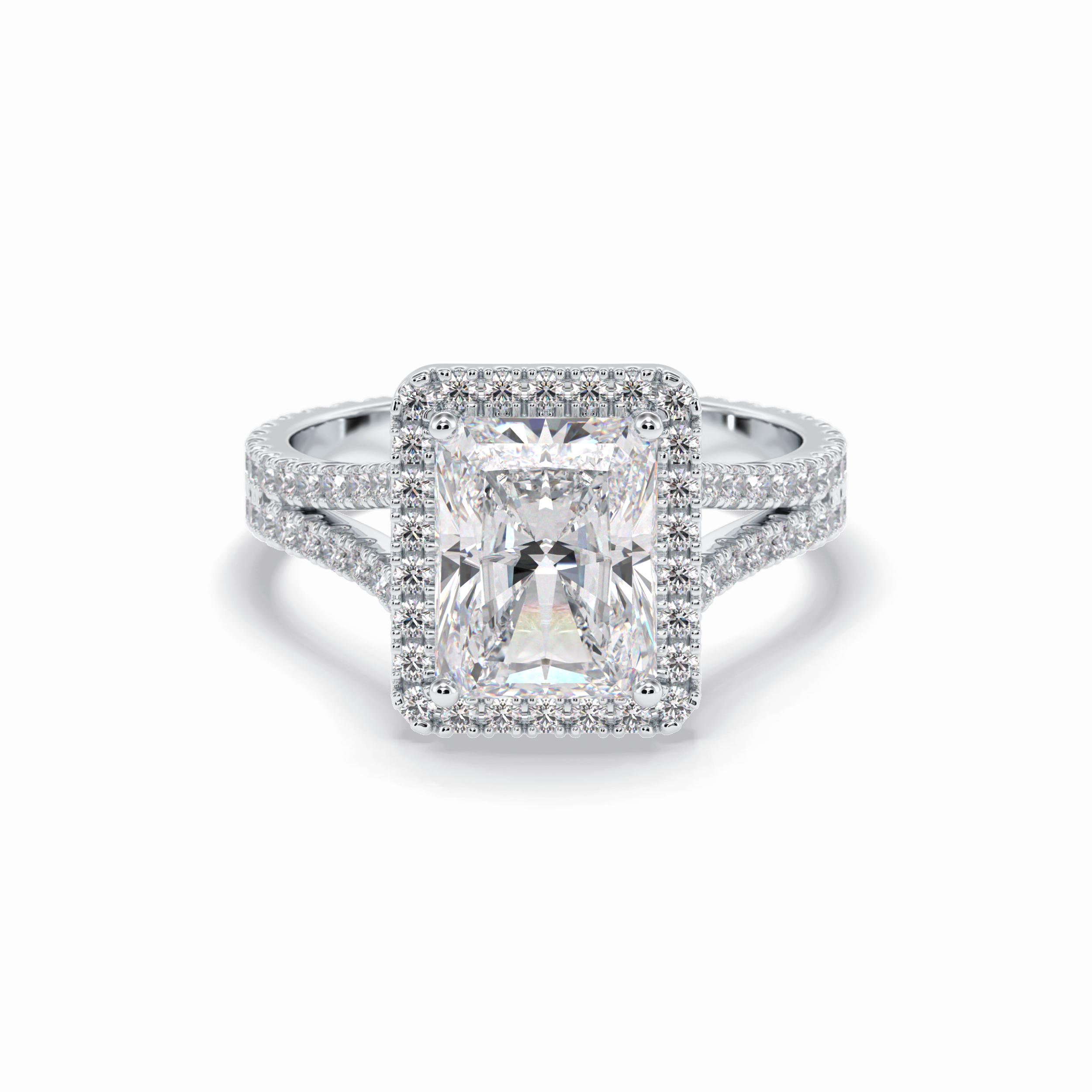 Radiant Halo, Pave & Split Shank Lab Grown Diamond Engagement Ring