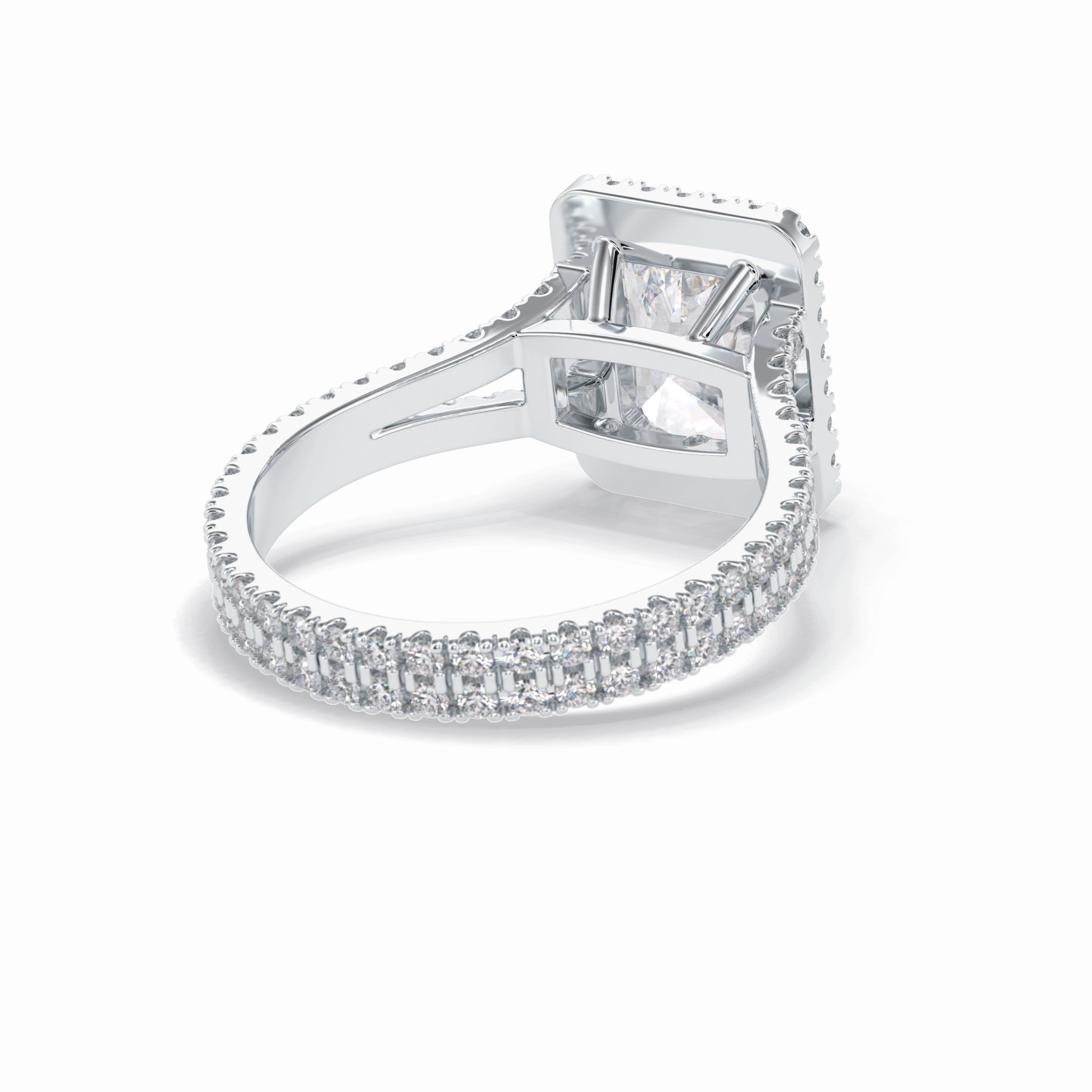 Radiant Halo, Pave & Split Shank Lab Grown Diamond Engagement Ring