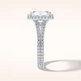 3.05 CT Radiant Shaped Halo & Pave Split Shank Moissanite Engagement Ring