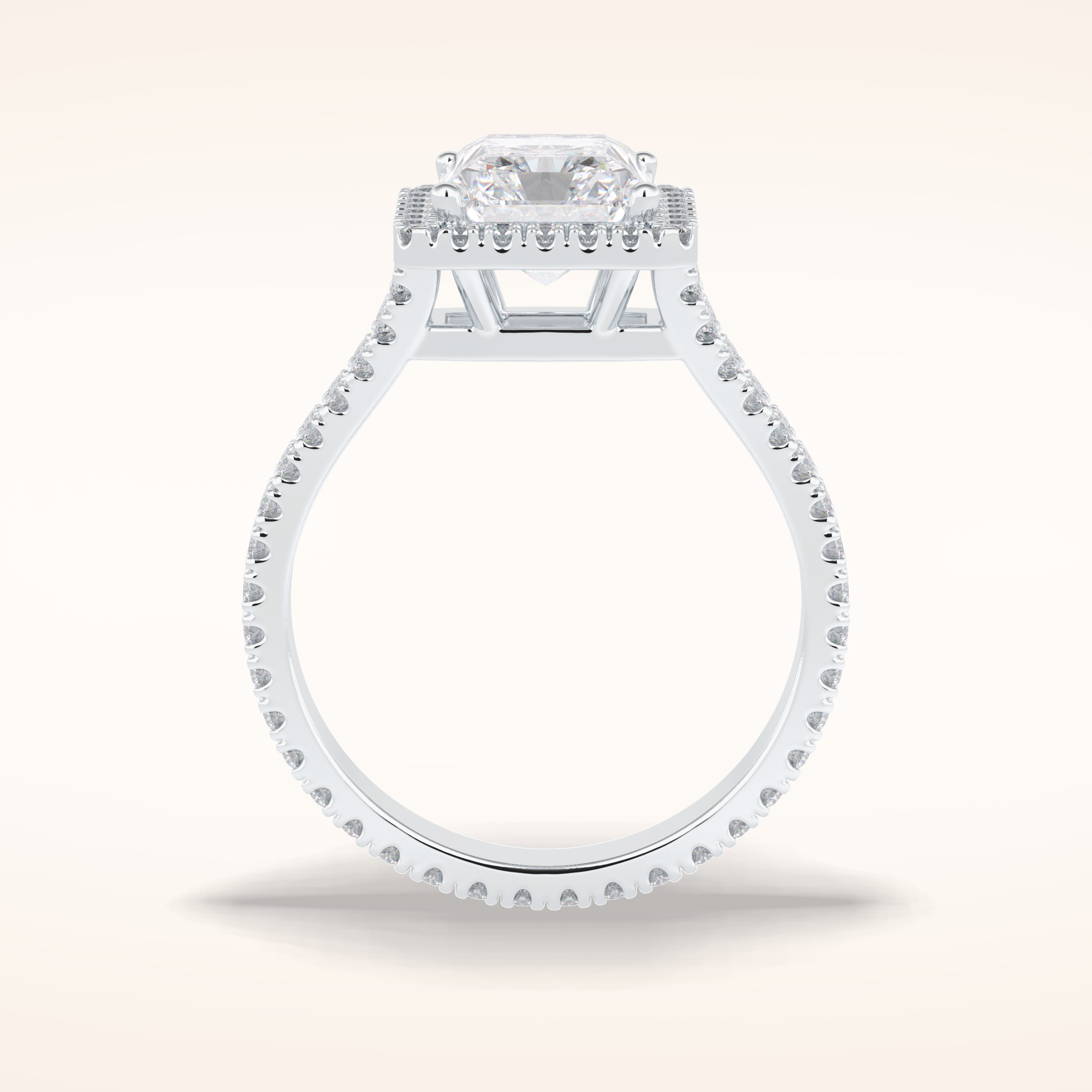 3.05 CT Radiant Shaped Halo & Pave Split Shank Moissanite Engagement Ring