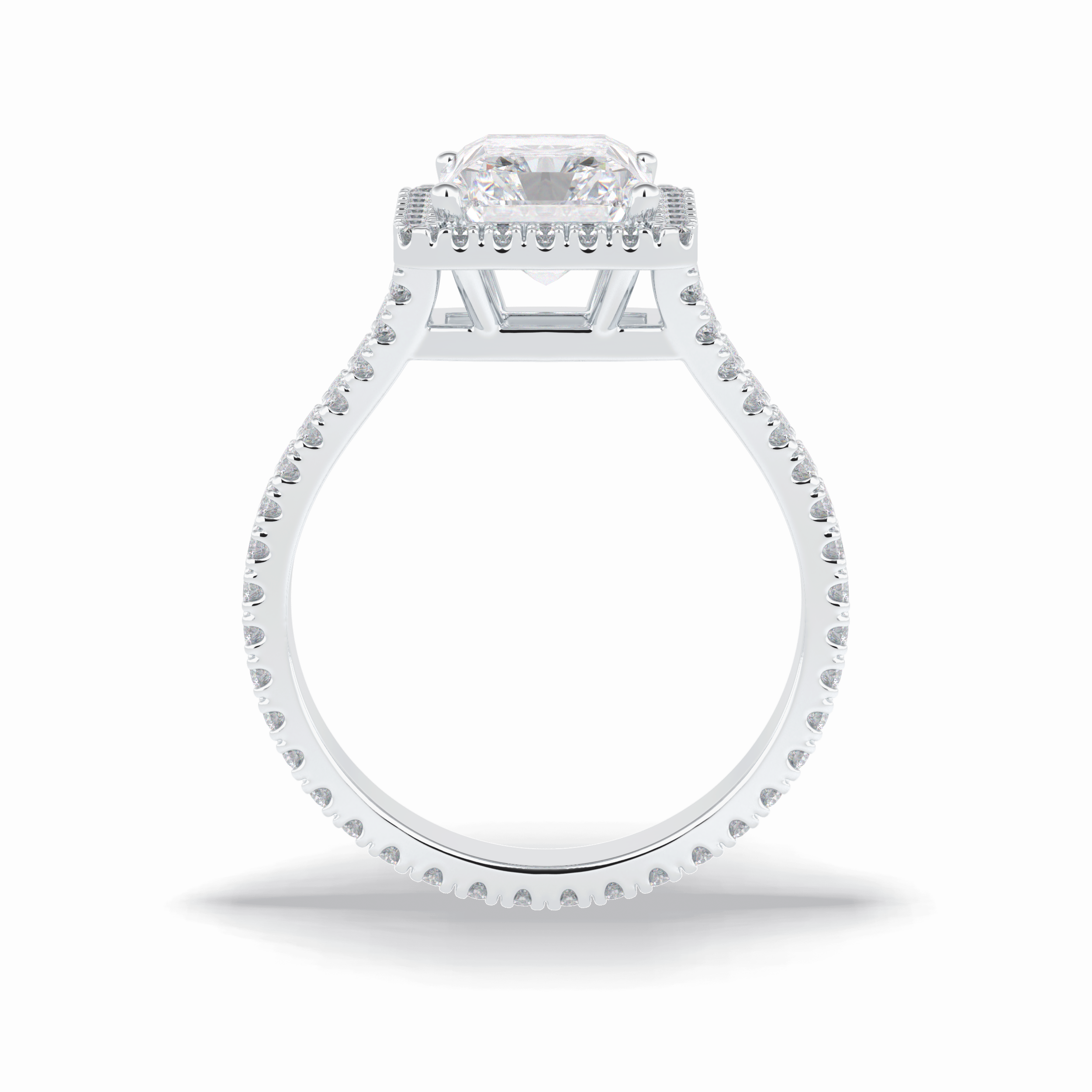 Radiant Halo, Pave & Split Shank Lab Grown Diamond Engagement Ring