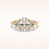 2.05 CT Oval Shaped Three Stone Moissanite Engagement Ring