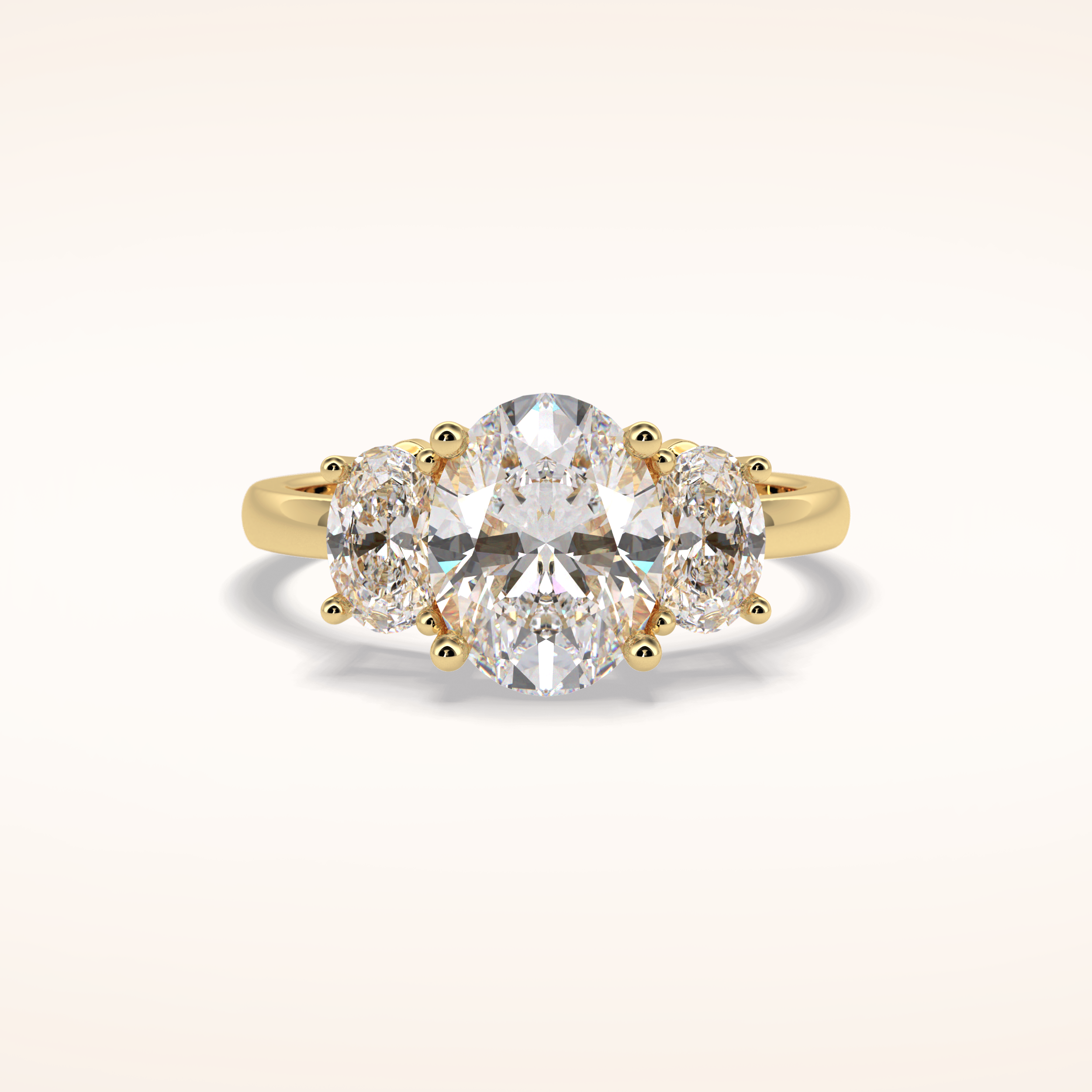 2.05 CT Oval Shaped Three Stone Moissanite Engagement Ring