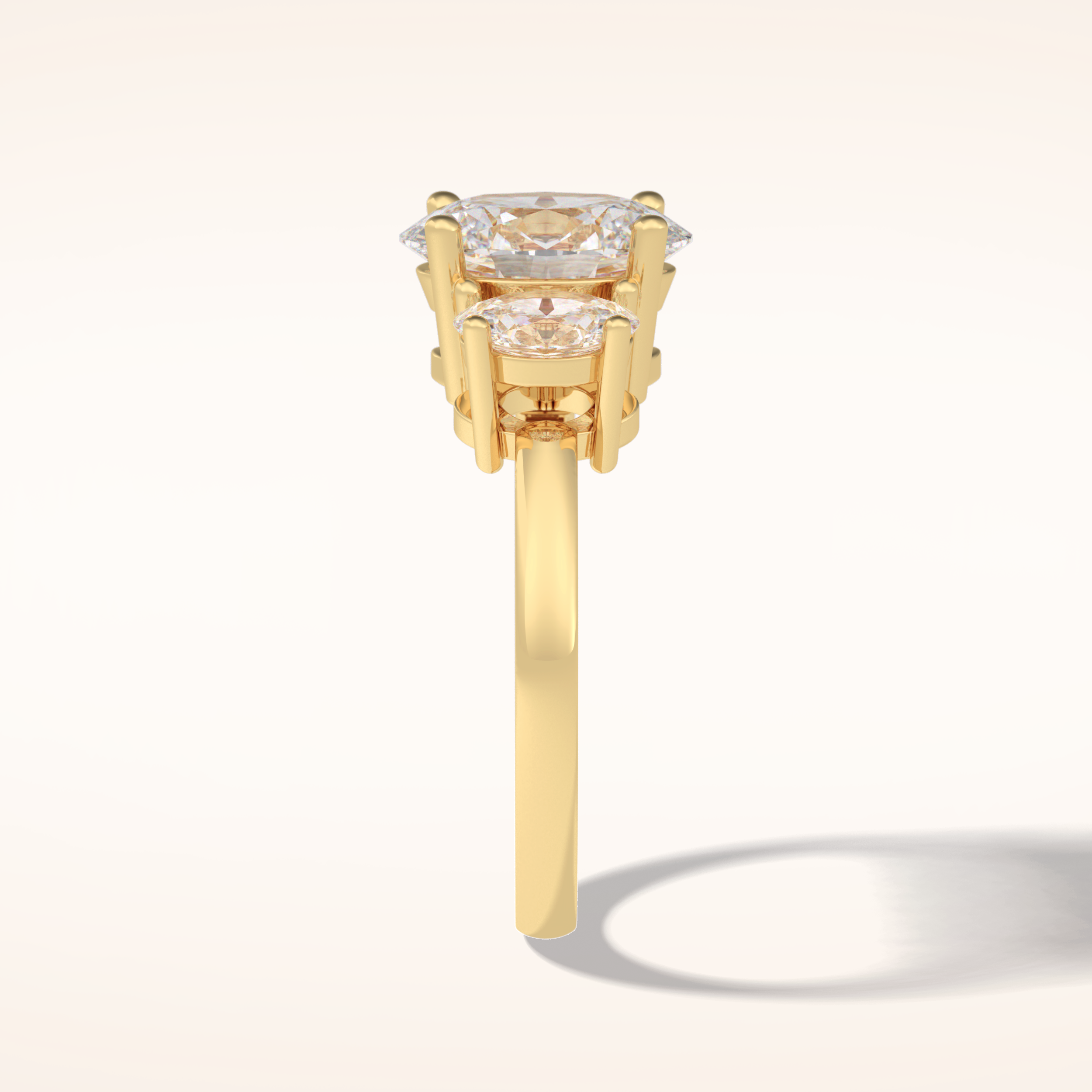 2.05 CT Oval Shaped Three Stone Moissanite Engagement Ring
