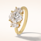 2.05 CT Oval Shaped Three Stone Moissanite Engagement Ring