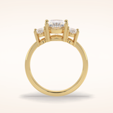 2.05 CT Oval Shaped Three Stone Moissanite Engagement Ring