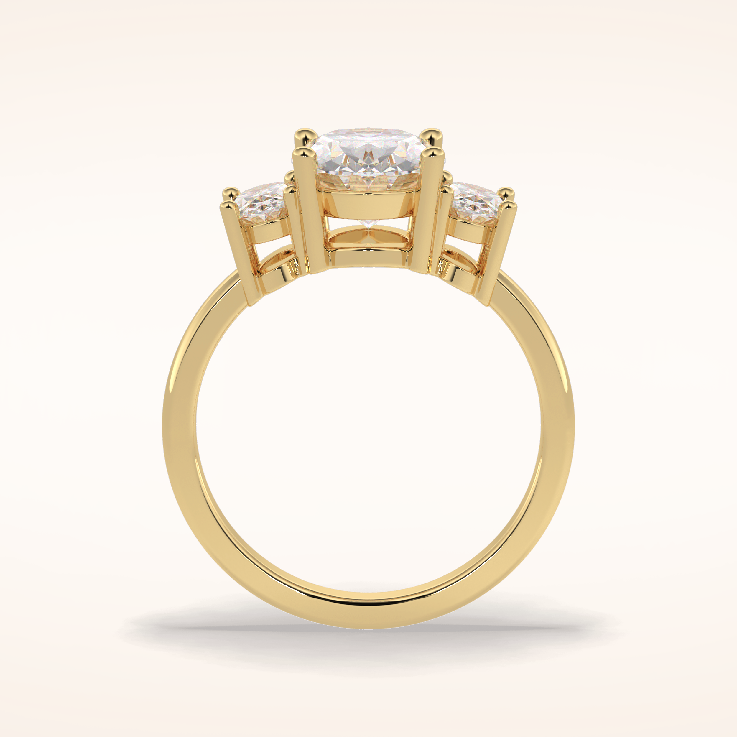 2.05 CT Oval Shaped Three Stone Moissanite Engagement Ring