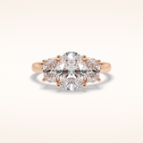 2.05 CT Oval Shaped Three Stone Moissanite Engagement Ring
