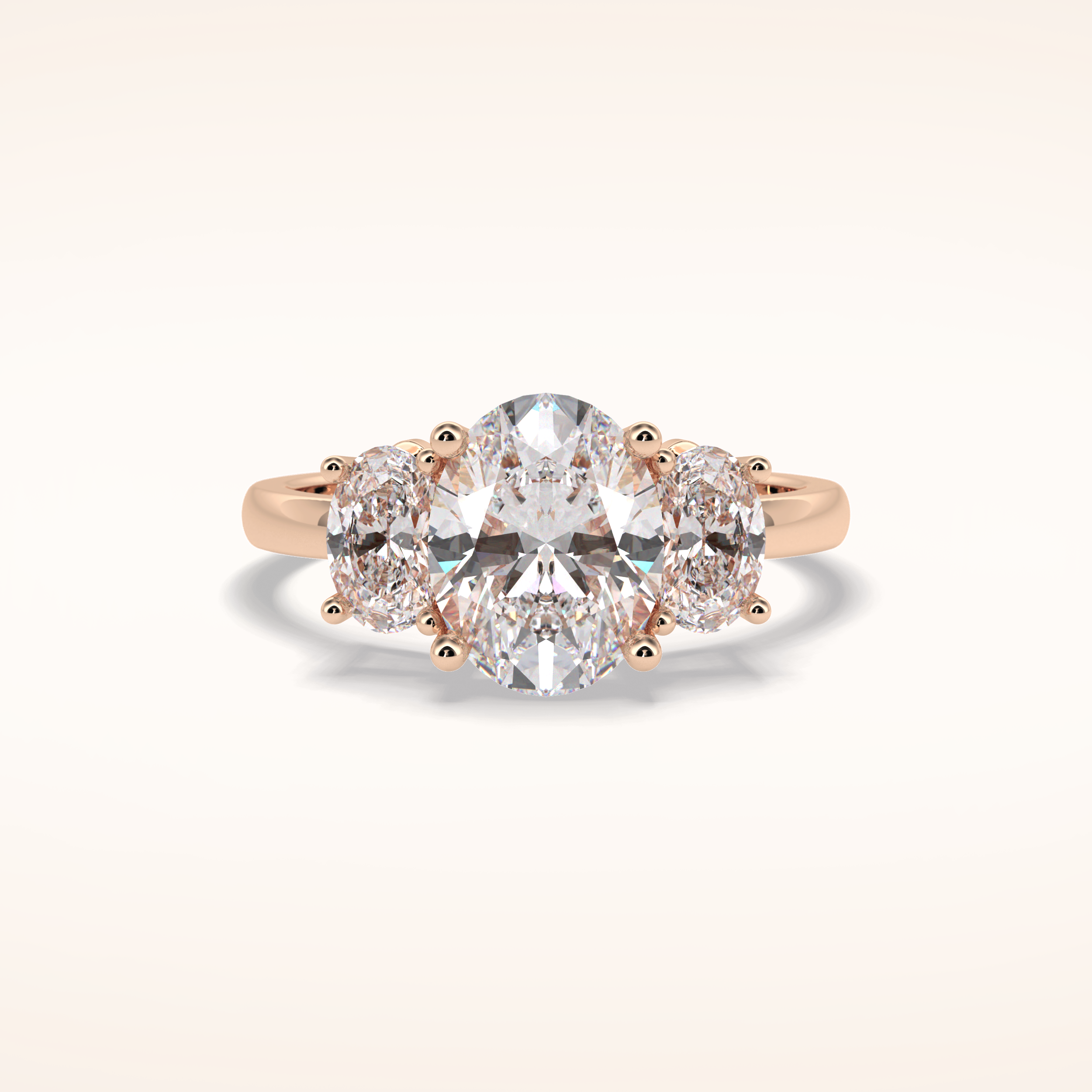 2.05 CT Oval Shaped Three Stone Moissanite Engagement Ring