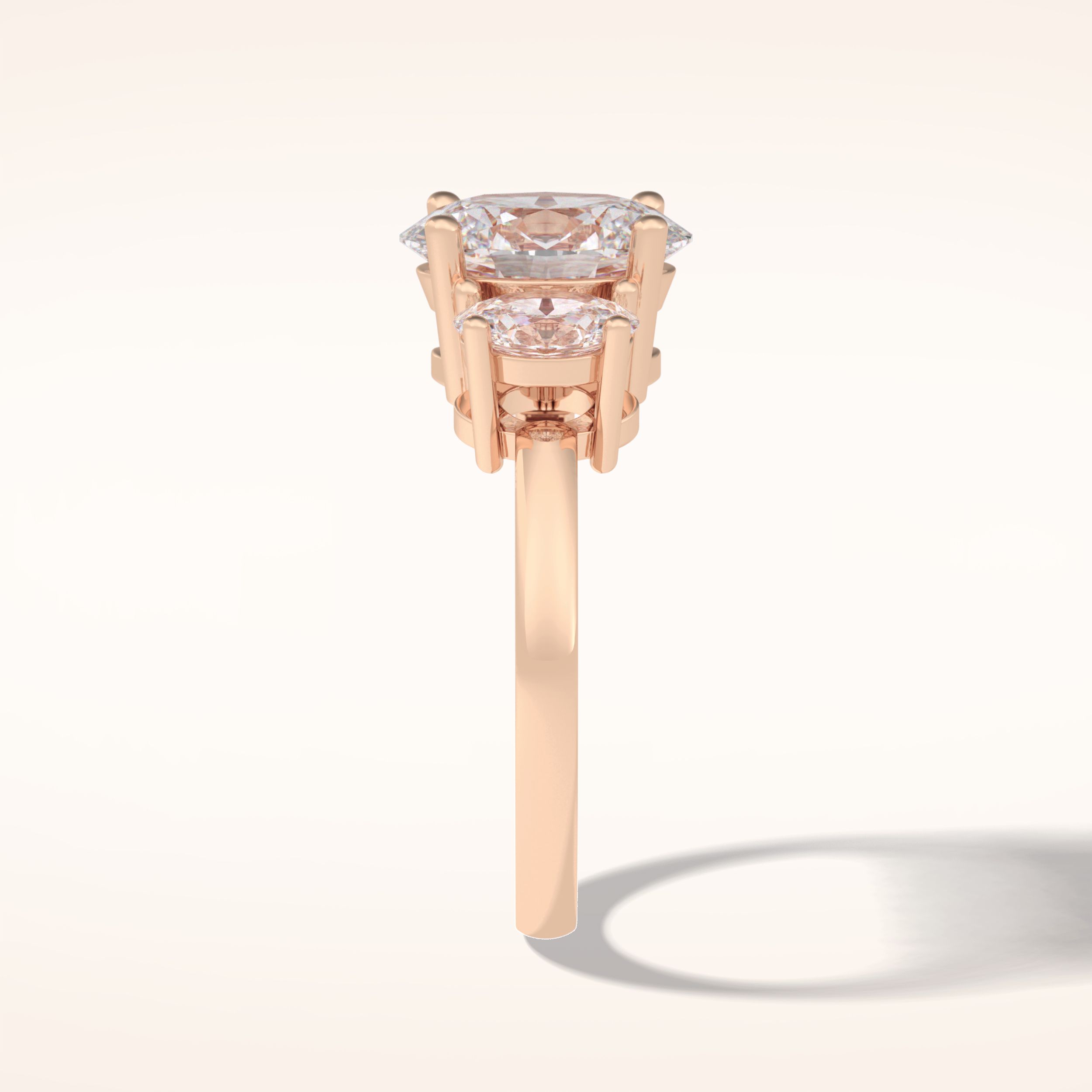 2.05 CT Oval Shaped Three Stone Moissanite Engagement Ring