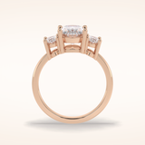 2.05 CT Oval Shaped Three Stone Moissanite Engagement Ring