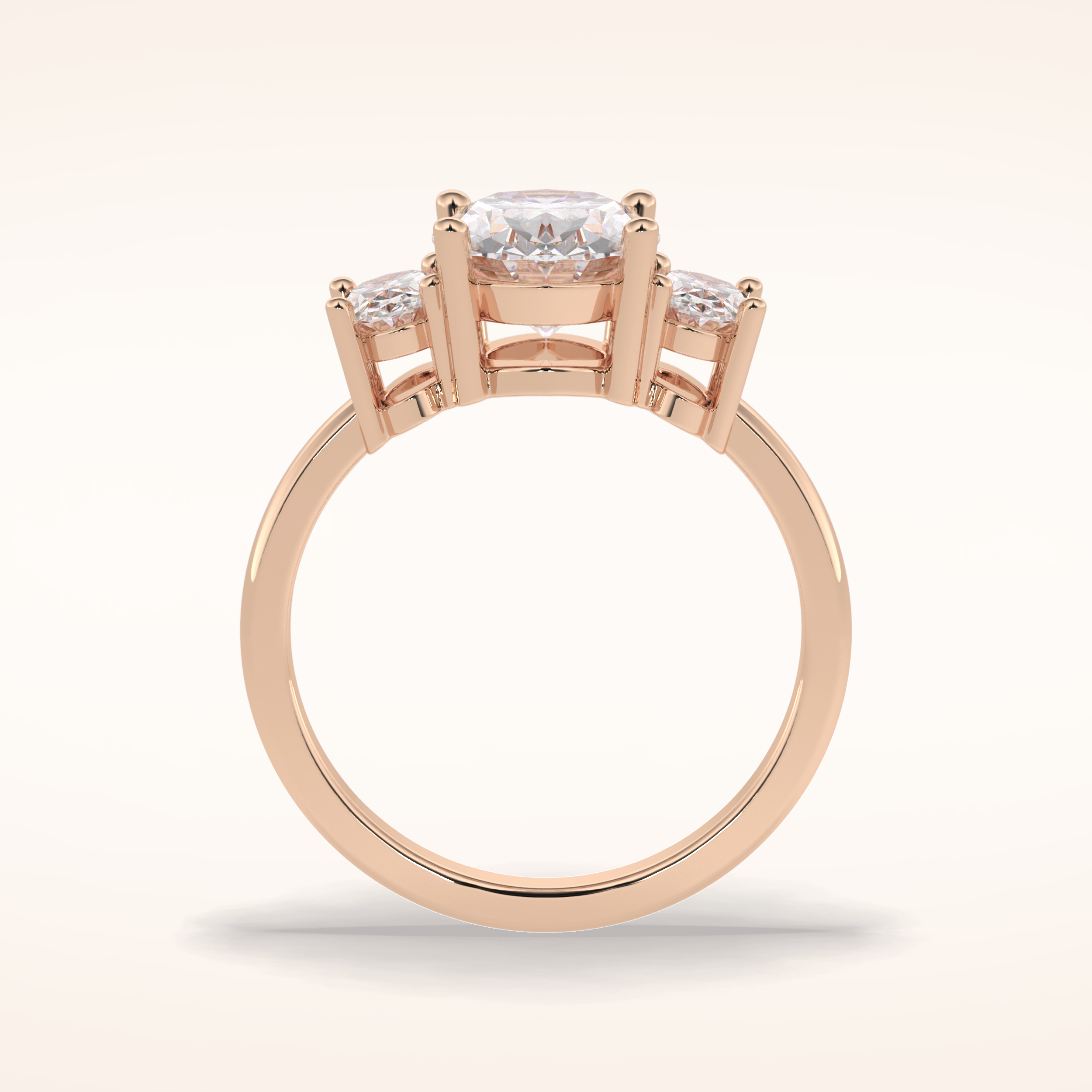 2.05 CT Oval Shaped Three Stone Moissanite Engagement Ring