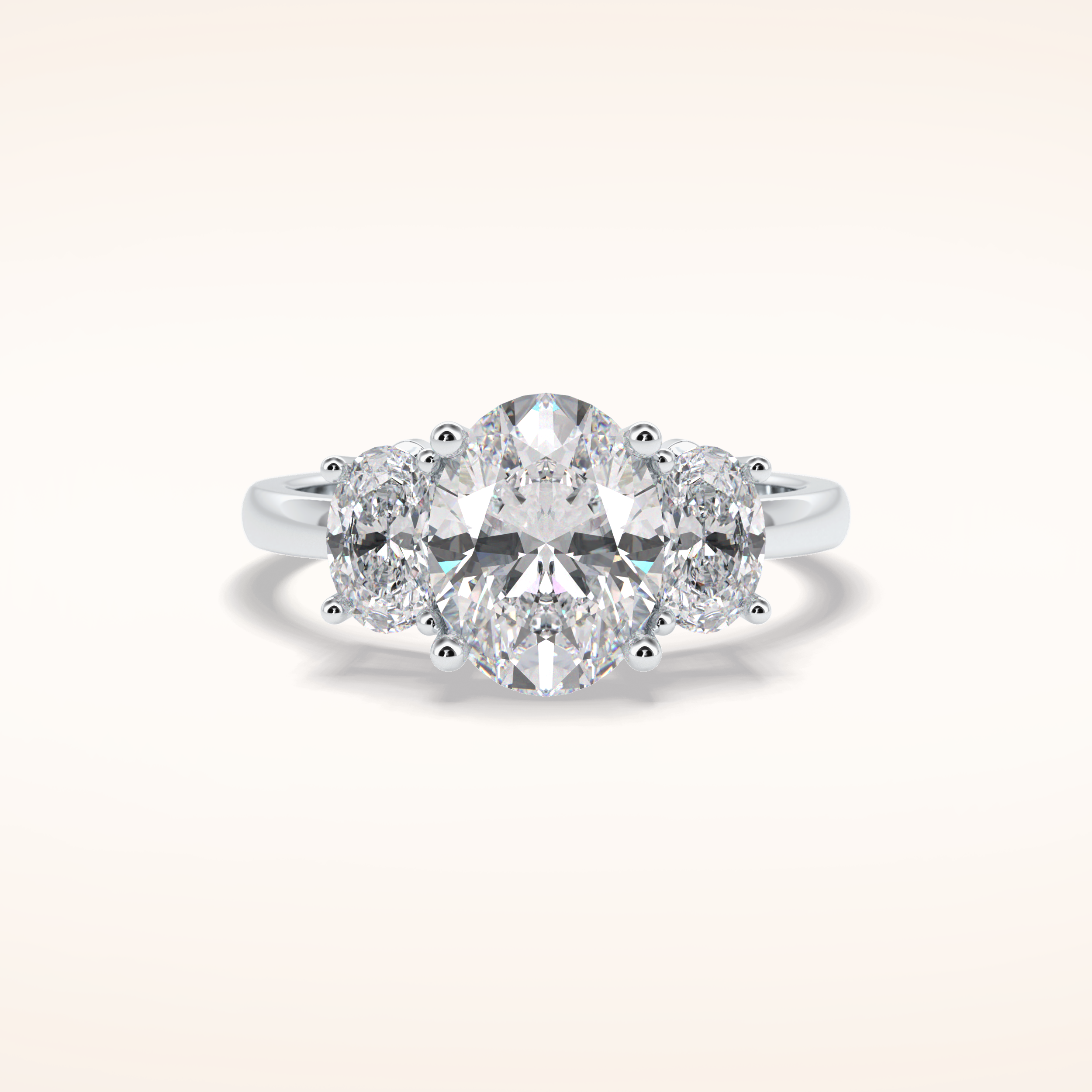 2.05 CT Oval Shaped Three Stone Moissanite Engagement Ring