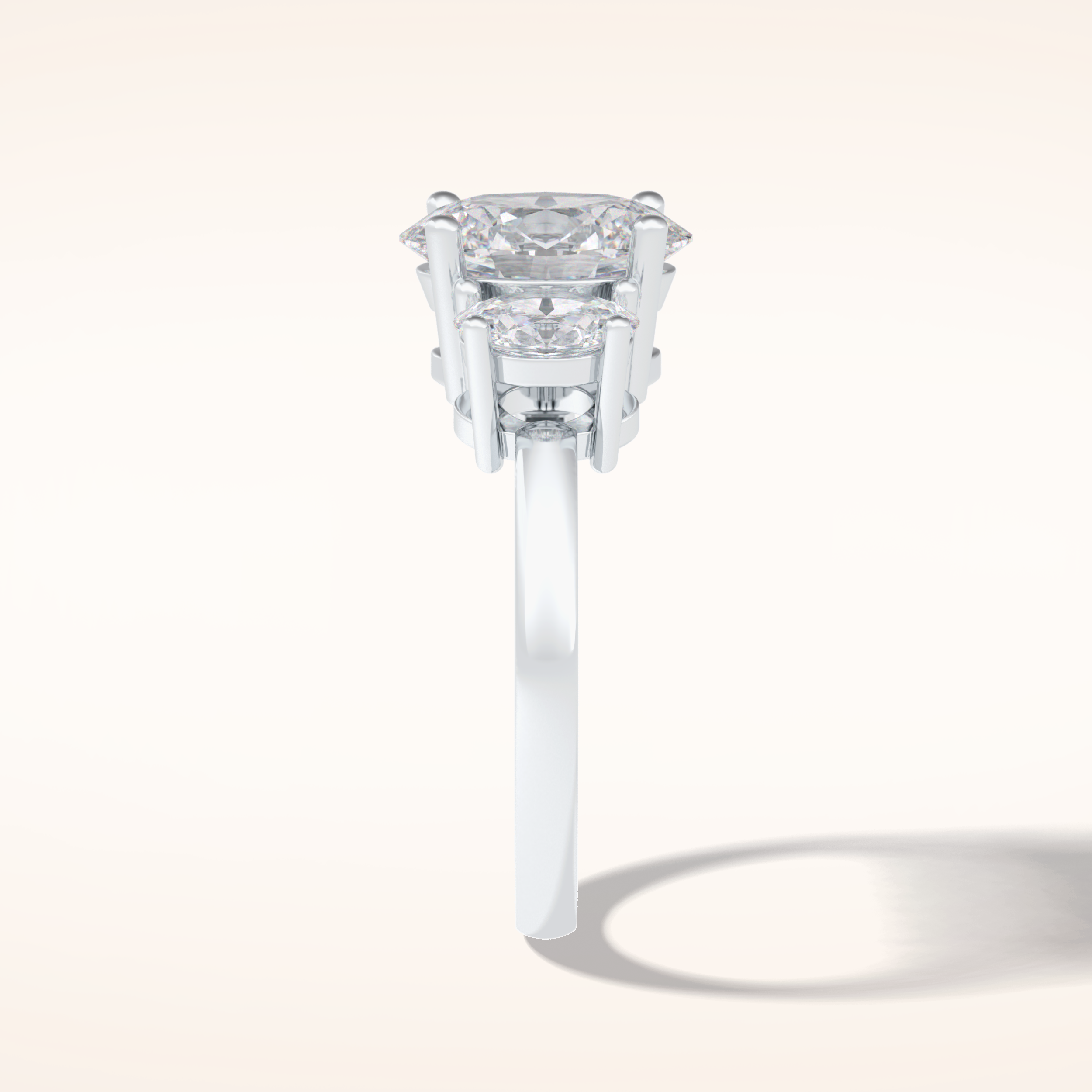 2.05 CT Oval Shaped Three Stone Moissanite Engagement Ring