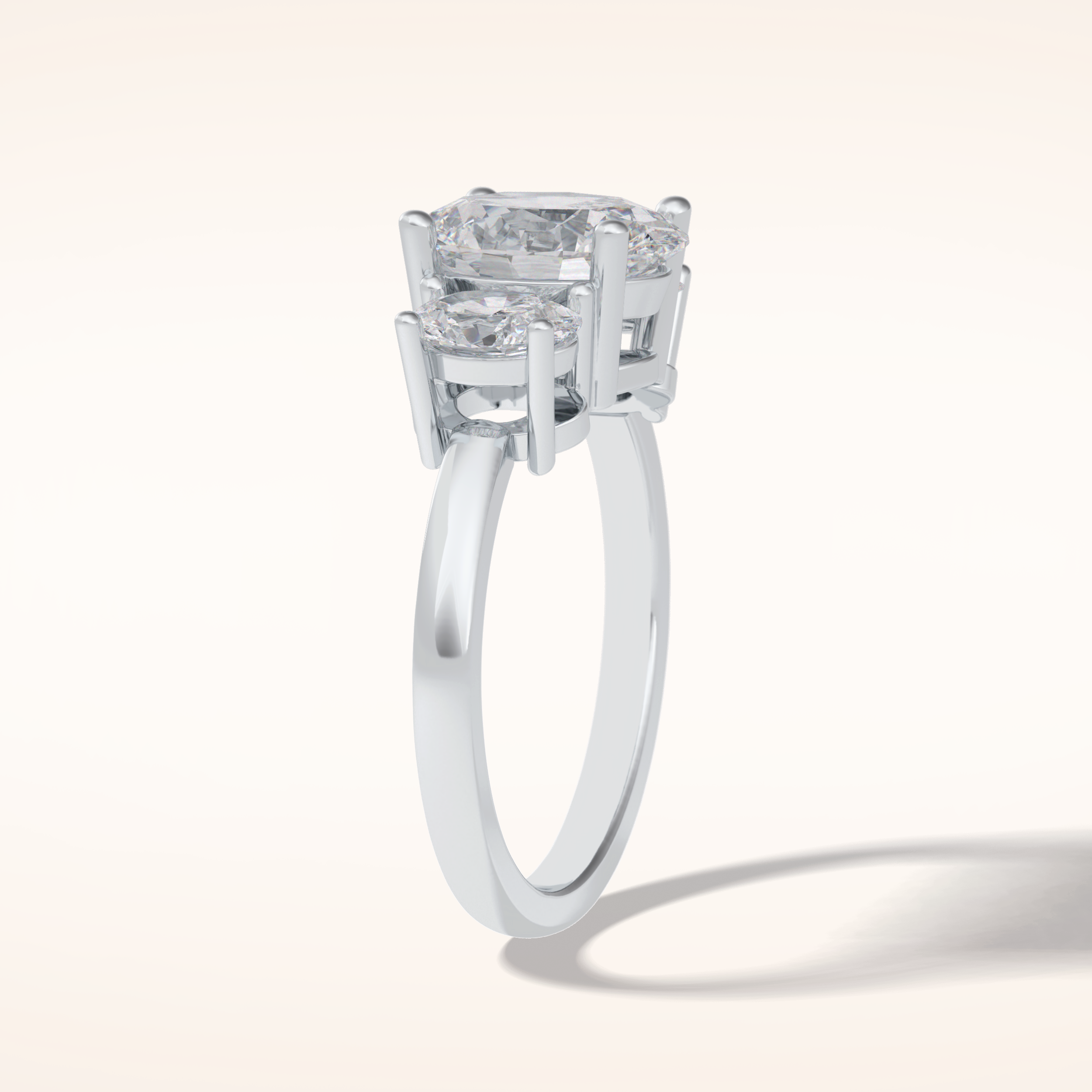 2.05 CT Oval Shaped Three Stone Moissanite Engagement Ring