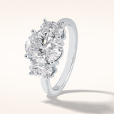 2.05 CT Oval Shaped Three Stone Moissanite Engagement Ring