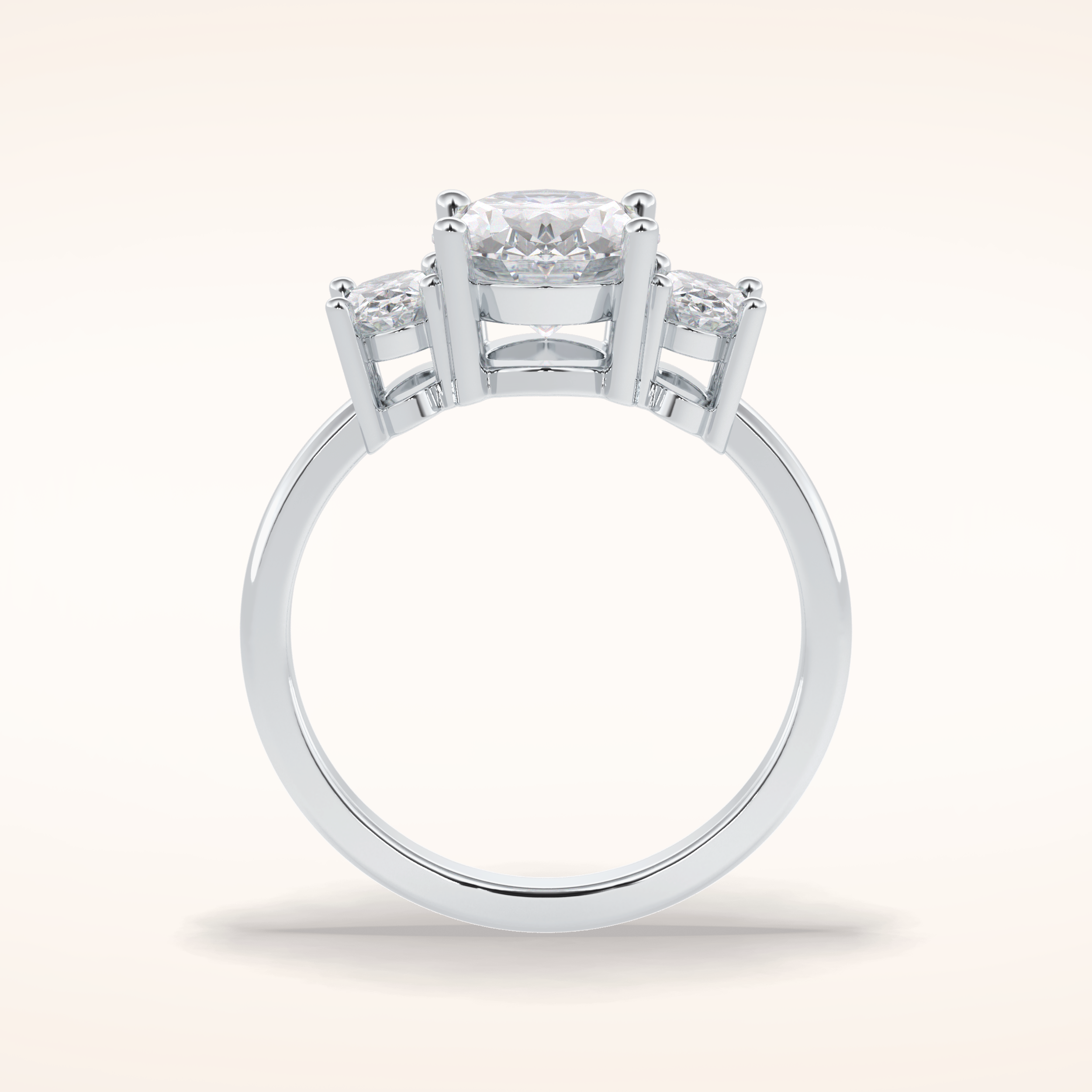 2.05 CT Oval Shaped Three Stone Moissanite Engagement Ring