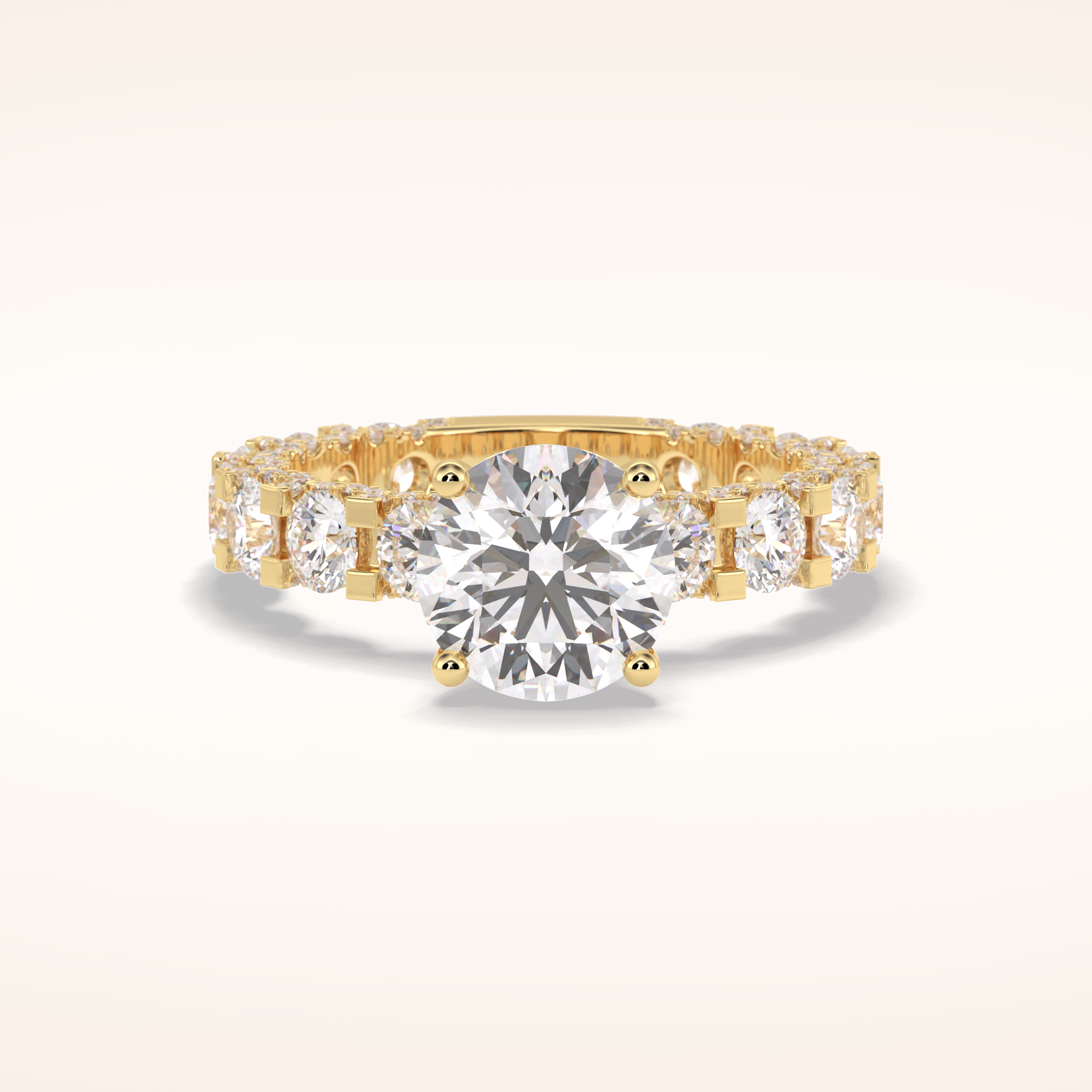 2.05 CT Round Shaped Pave Moissanite Engagement Ring