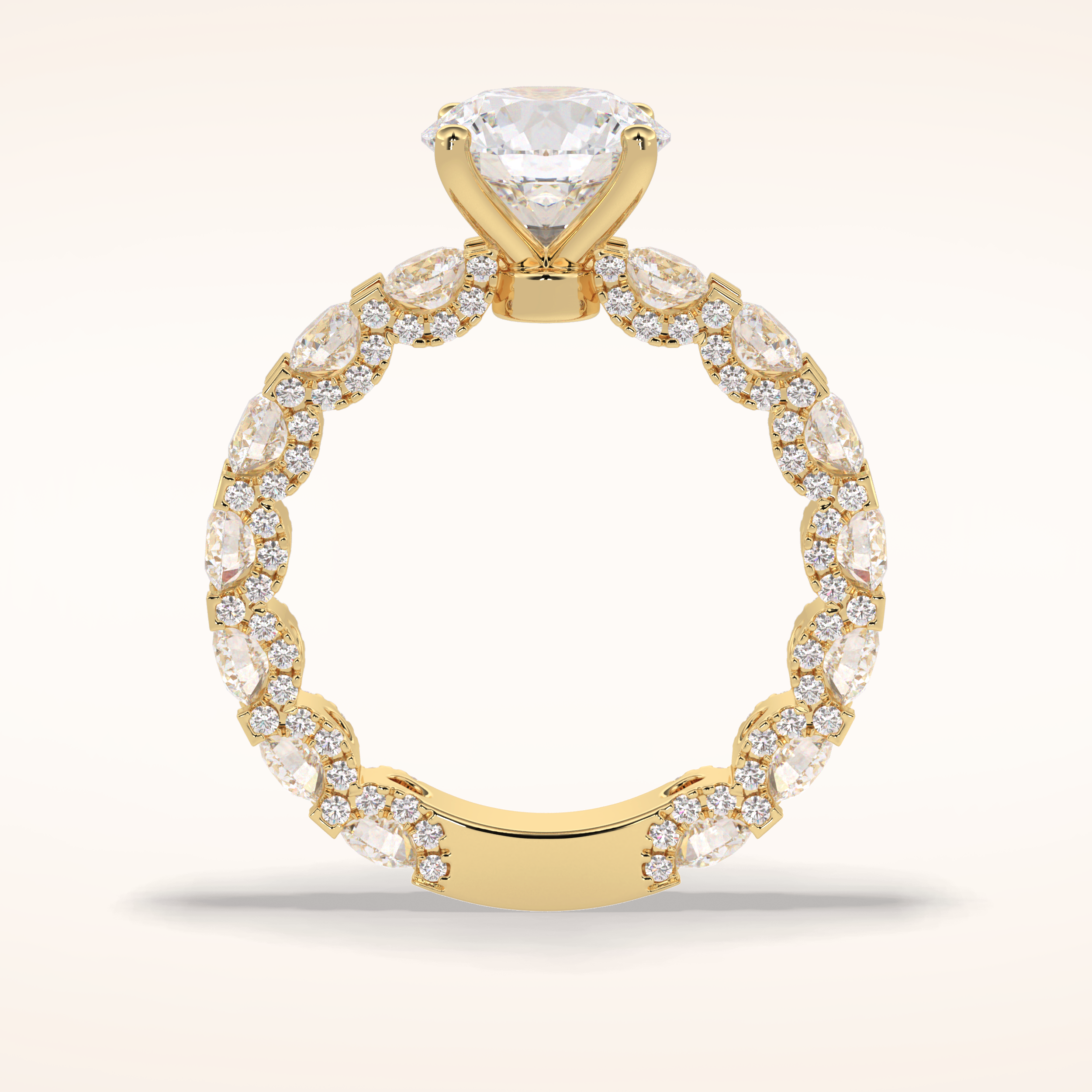 2.05 CT Round Shaped Pave Moissanite Engagement Ring