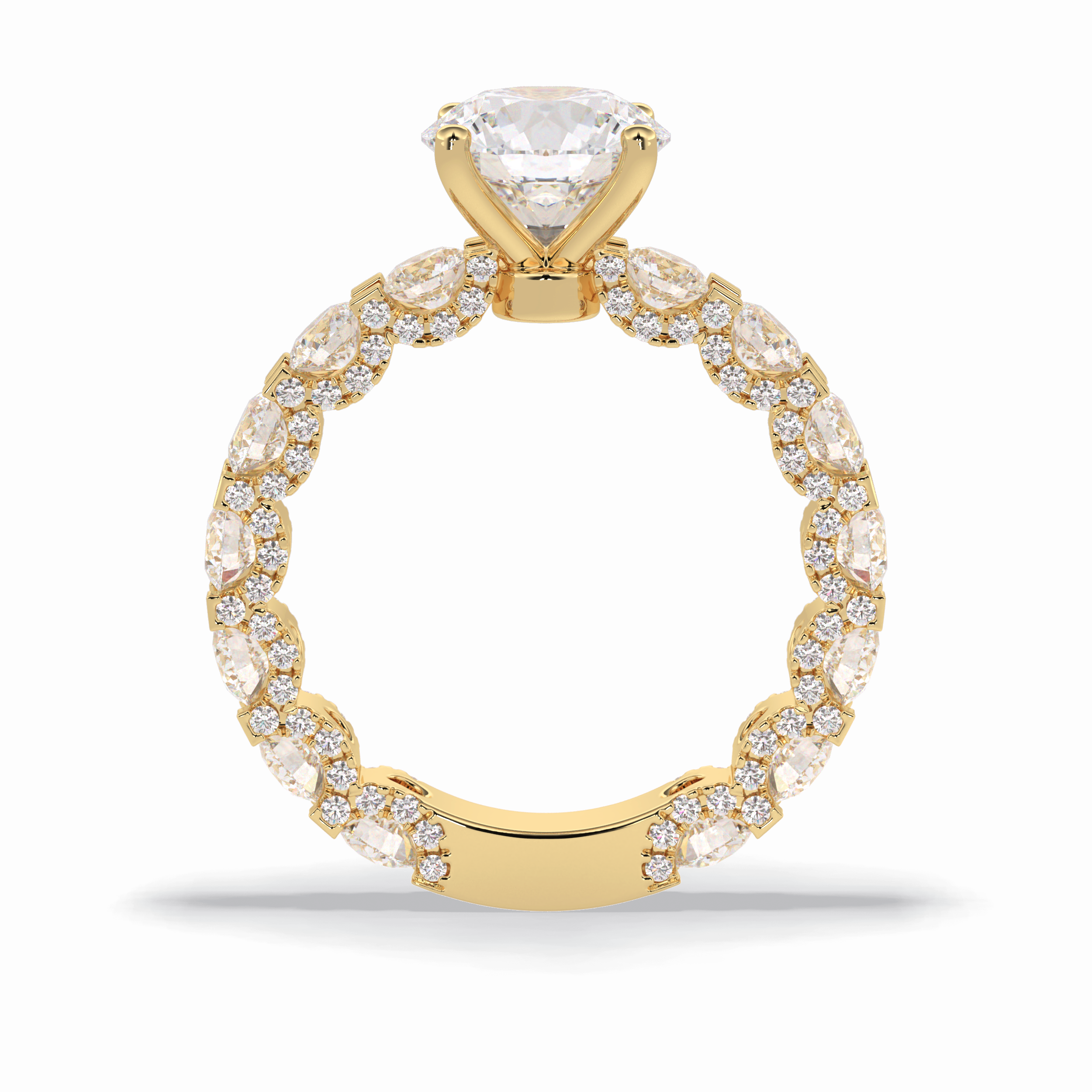 Round Pave Lab Grown Diamond Engagement Ring