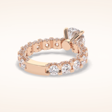 2.05 CT Round Shaped Pave Moissanite Engagement Ring