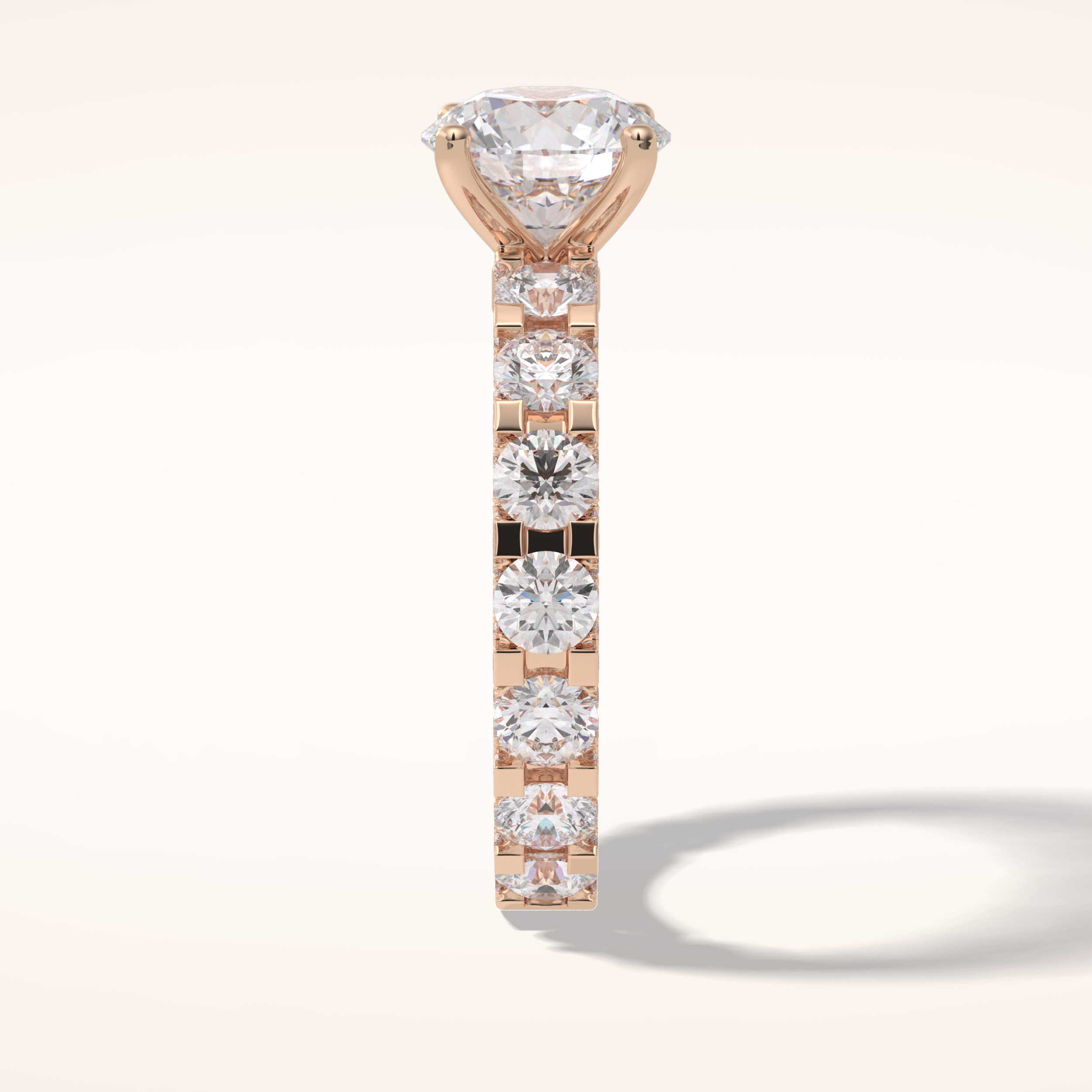 2.05 CT Round Shaped Pave Moissanite Engagement Ring