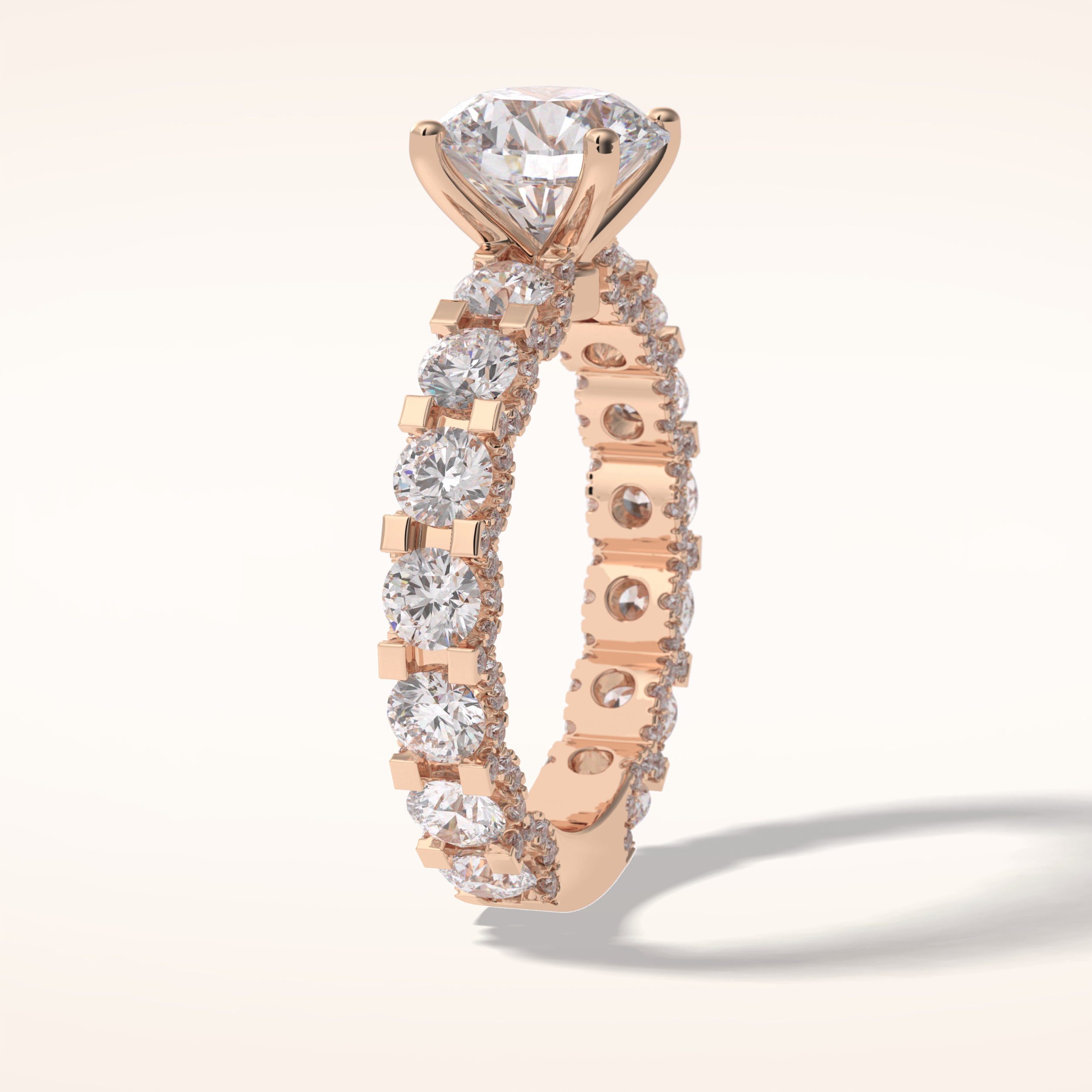 2.05 CT Round Shaped Pave Moissanite Engagement Ring