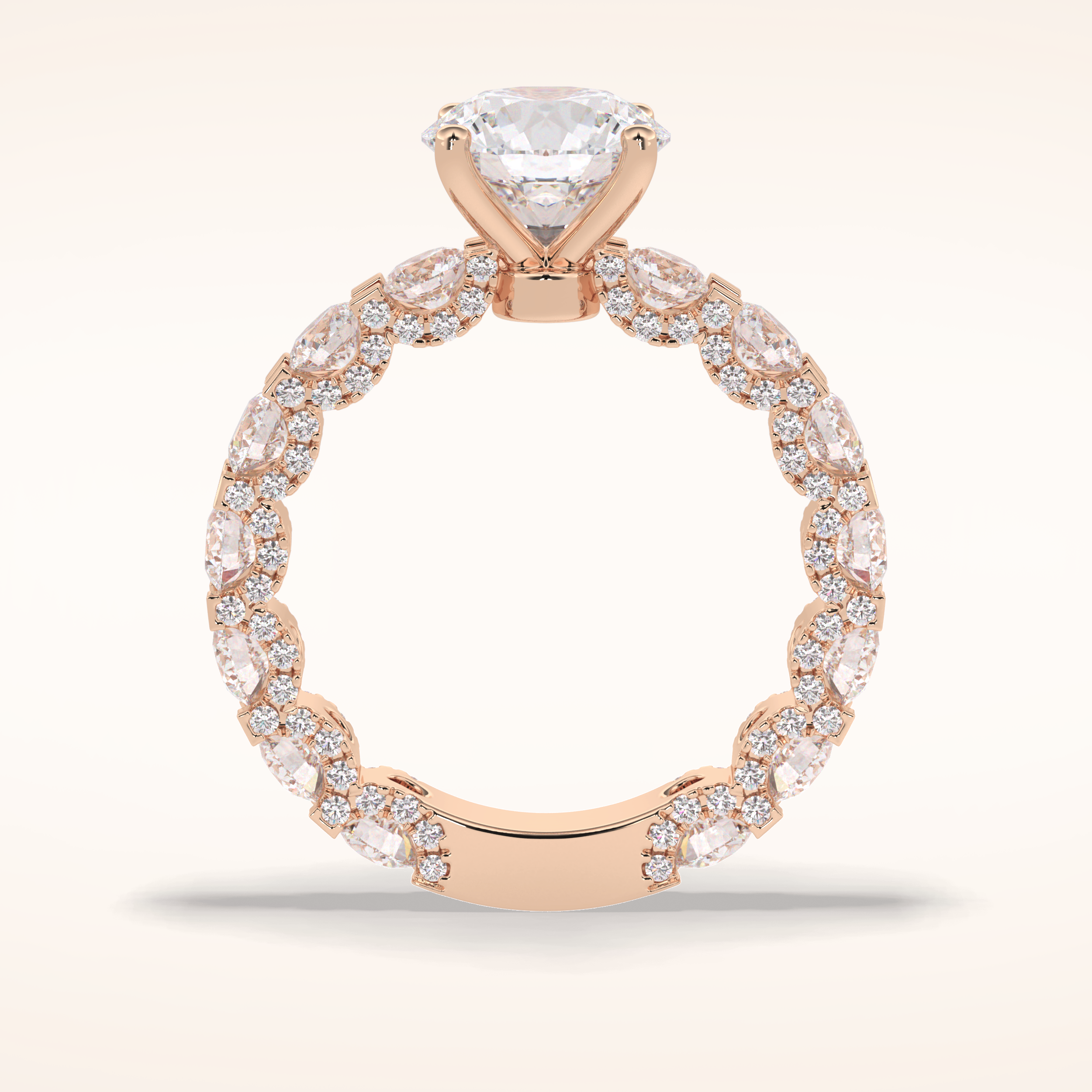 2.05 CT Round Shaped Pave Moissanite Engagement Ring