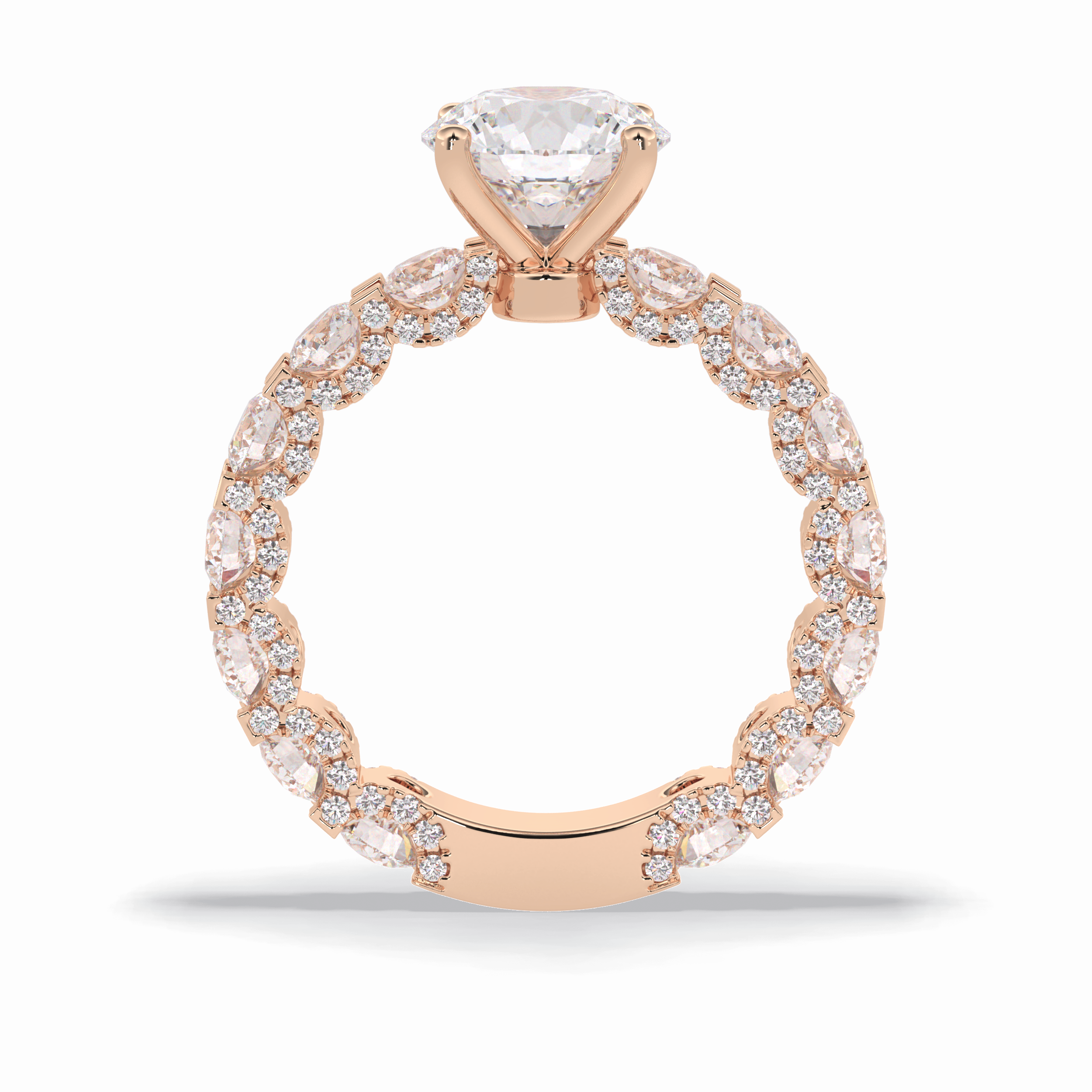 Round Pave Lab Grown Diamond Engagement Ring
