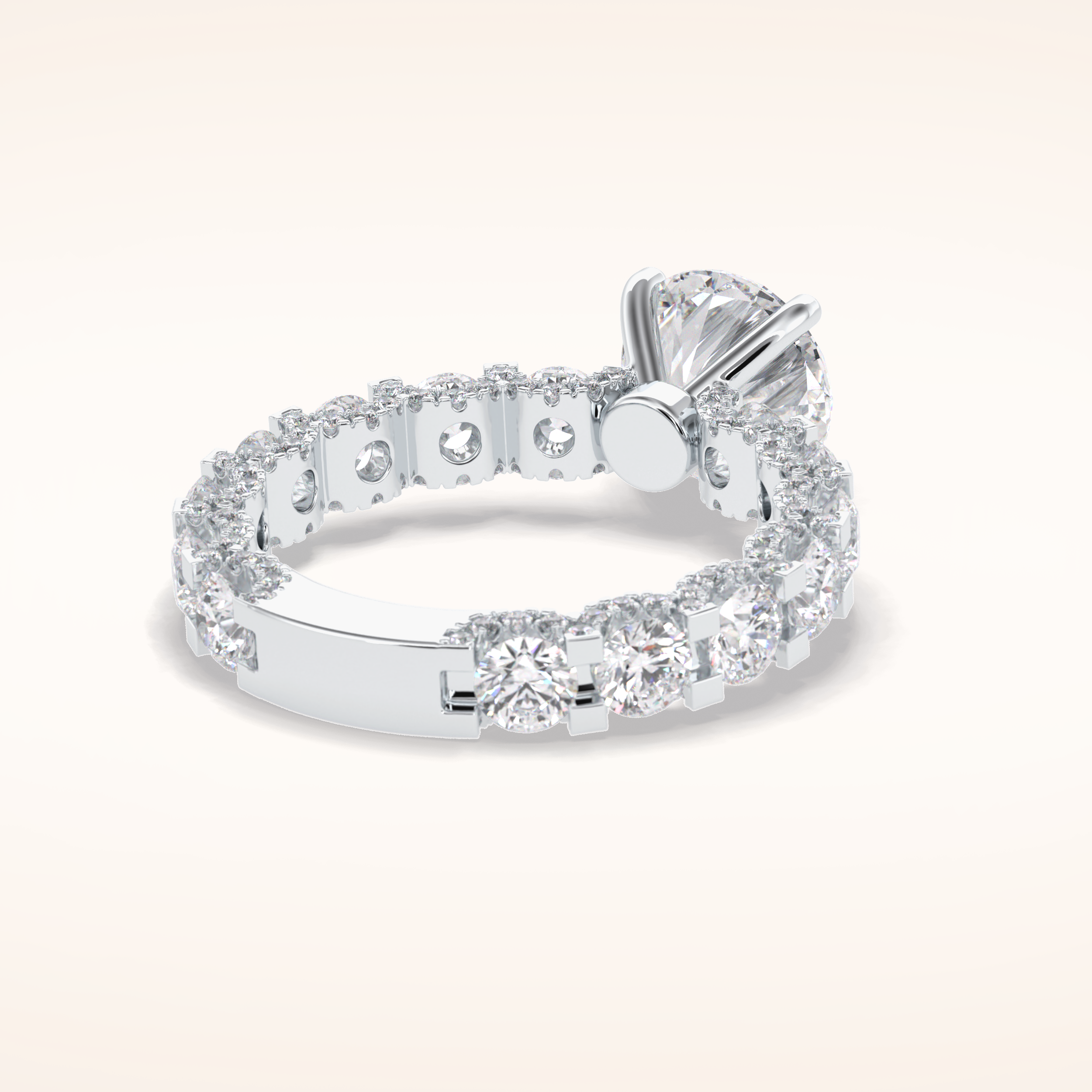 2.05 CT Round Shaped Pave Moissanite Engagement Ring