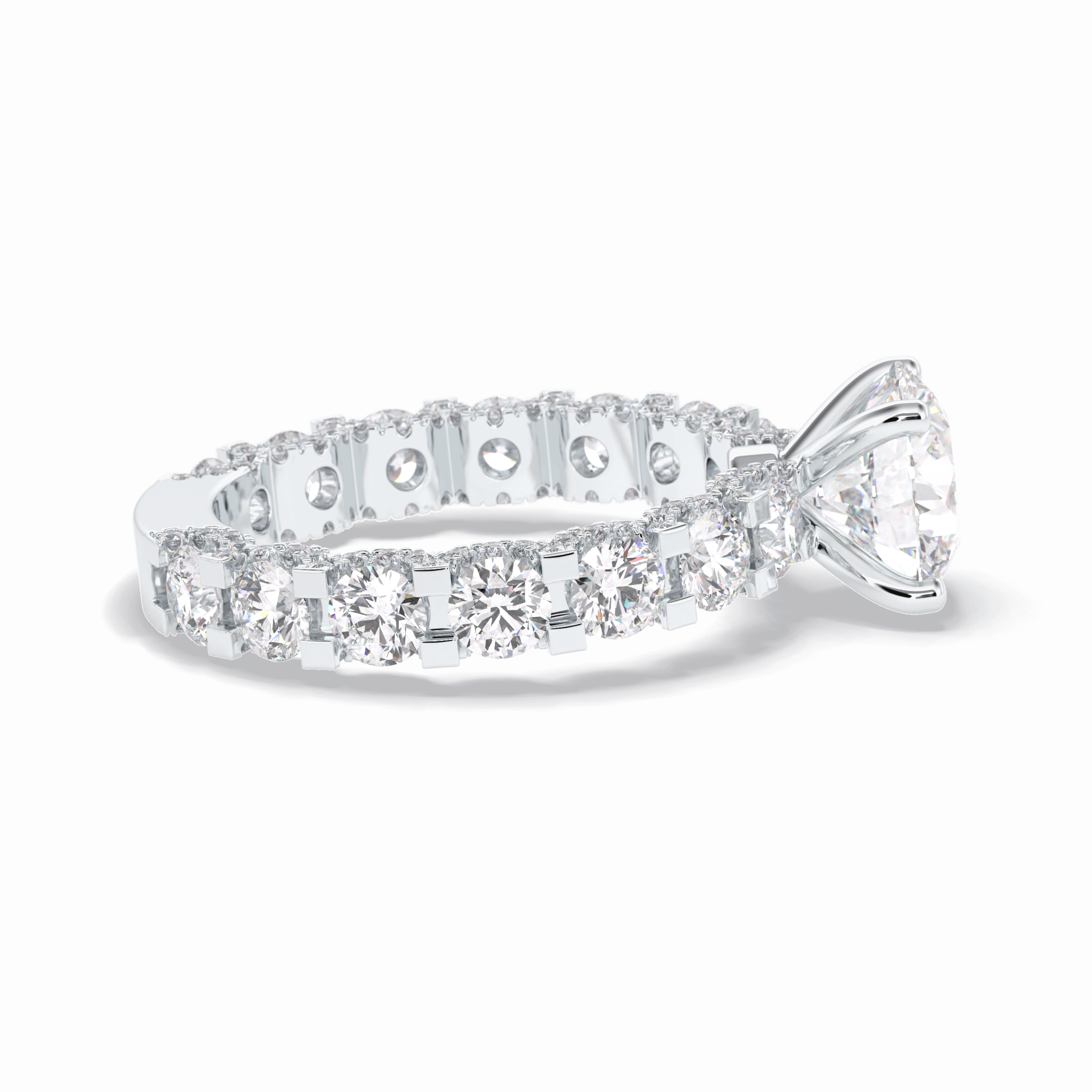 Round Pave Lab Grown Diamond Engagement Ring