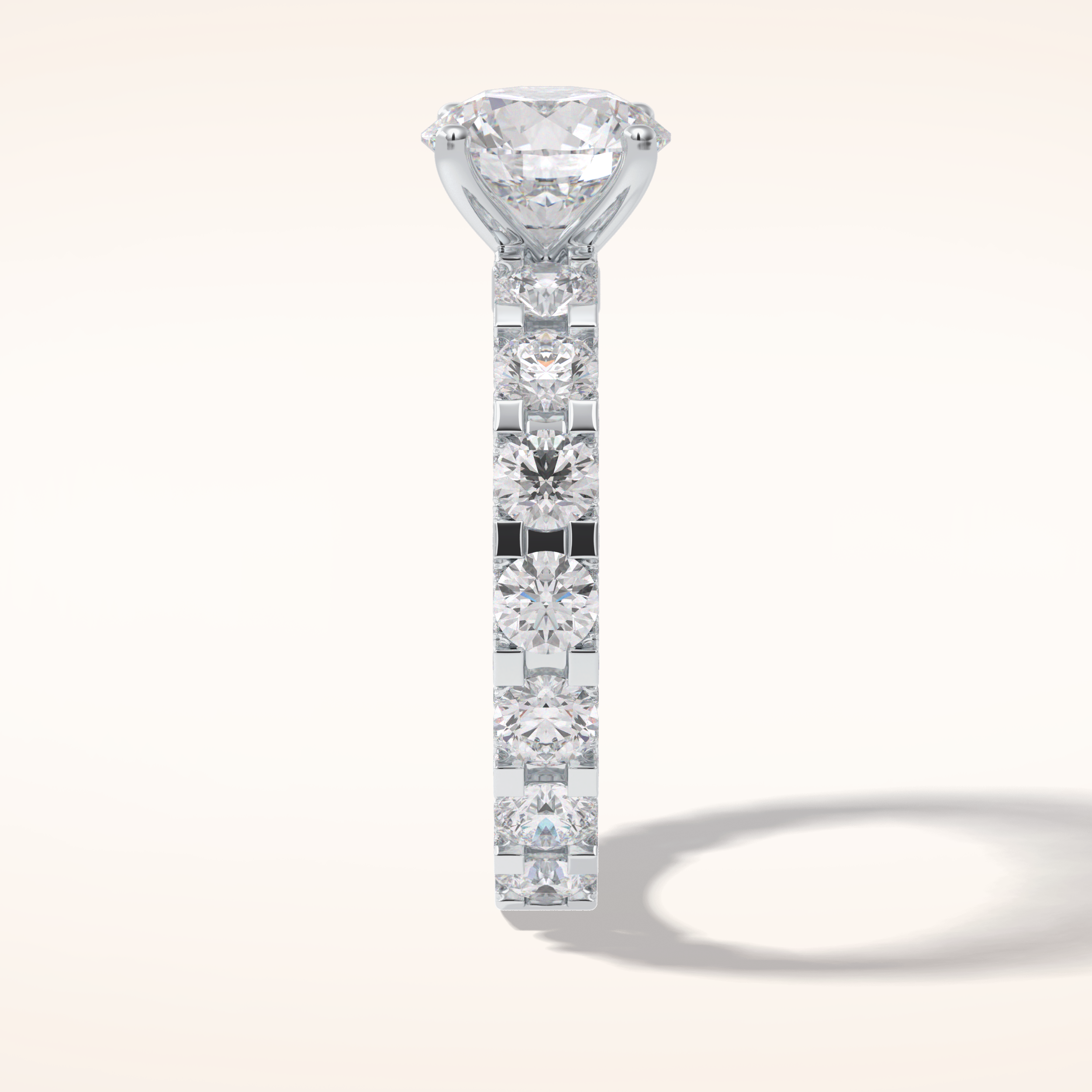 2.05 CT Round Shaped Pave Moissanite Engagement Ring