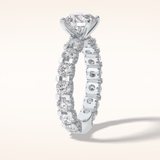 2.05 CT Round Shaped Pave Moissanite Engagement Ring