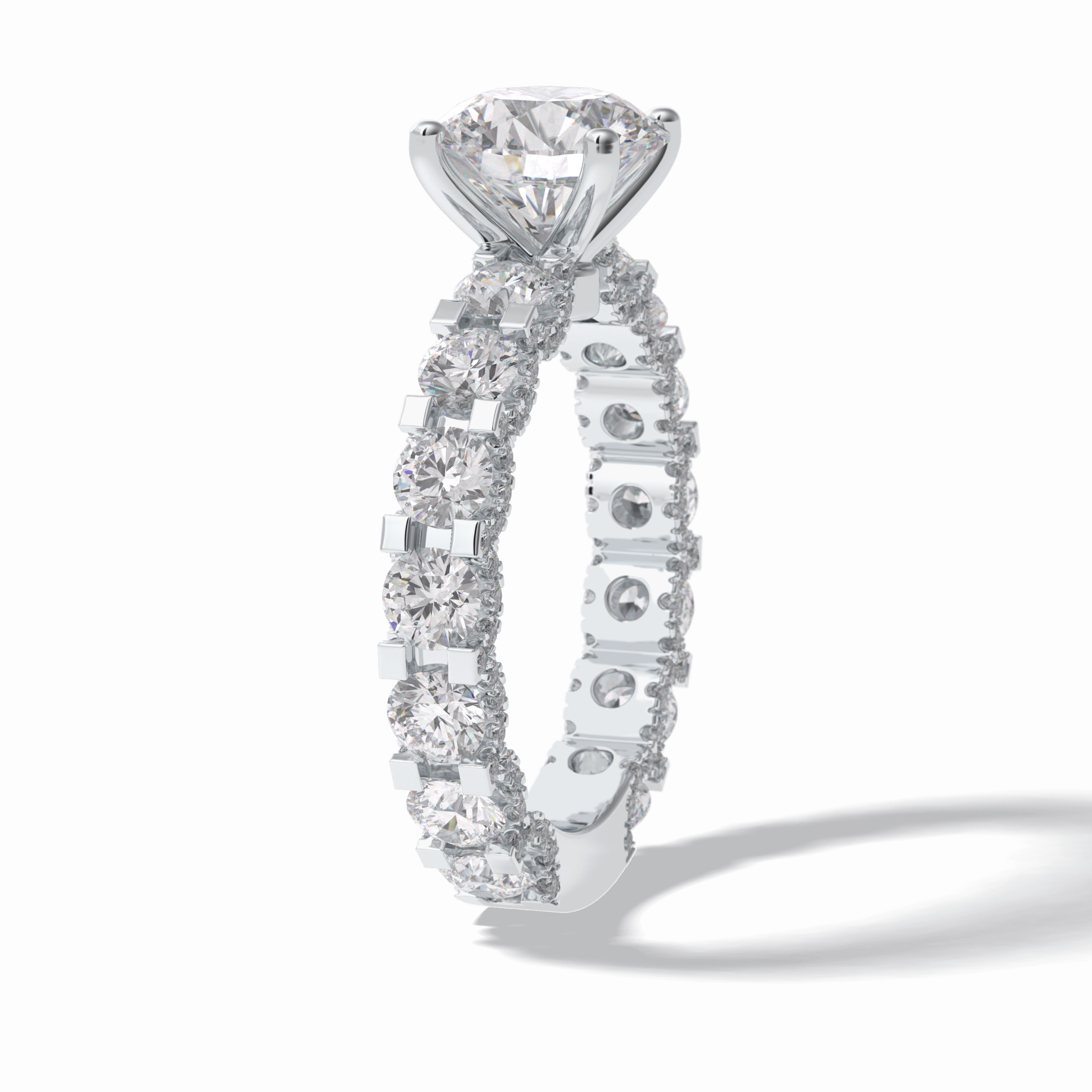 Round Pave Lab Grown Diamond Engagement Ring