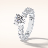 2.05 CT Round Shaped Pave Moissanite Engagement Ring