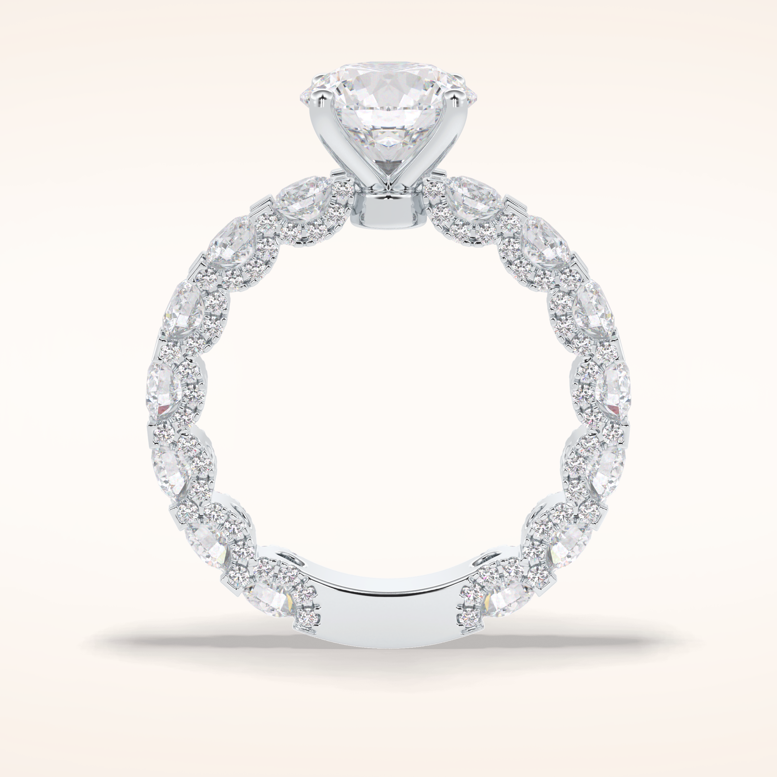 2.05 CT Round Shaped Pave Moissanite Engagement Ring