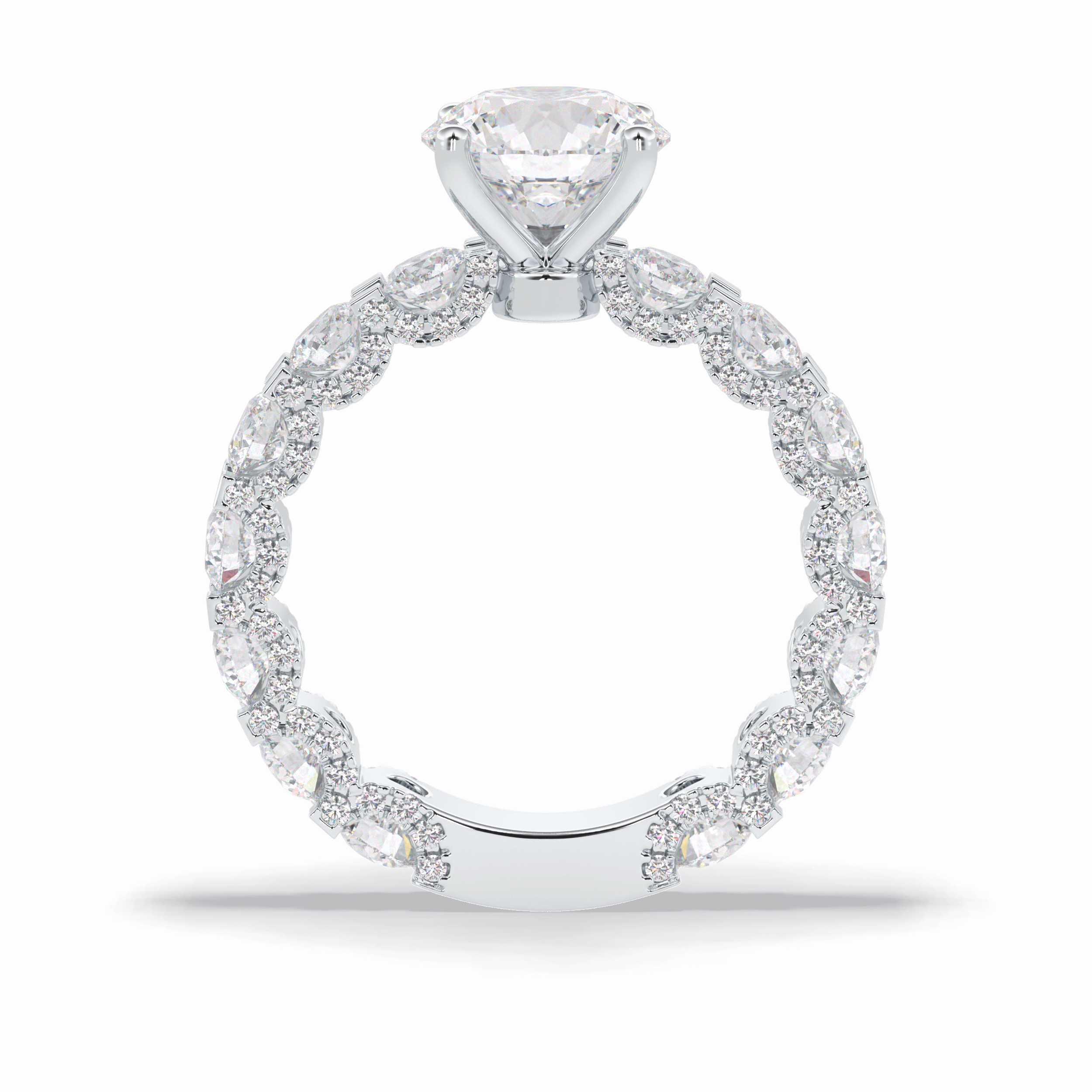 Round Pave Lab Grown Diamond Engagement Ring