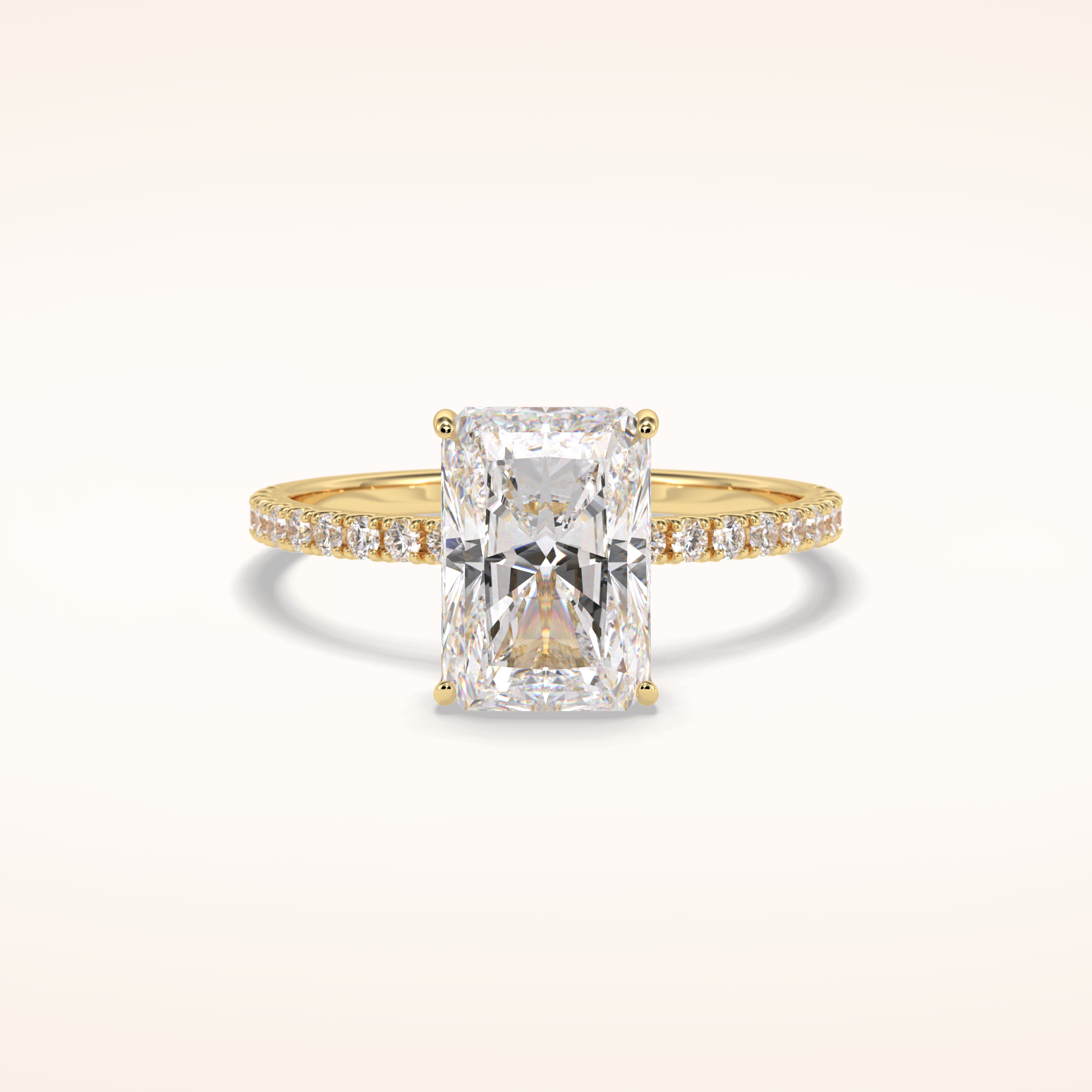 3 CT Radiant Shaped Pave Moissanite Engagement Ring