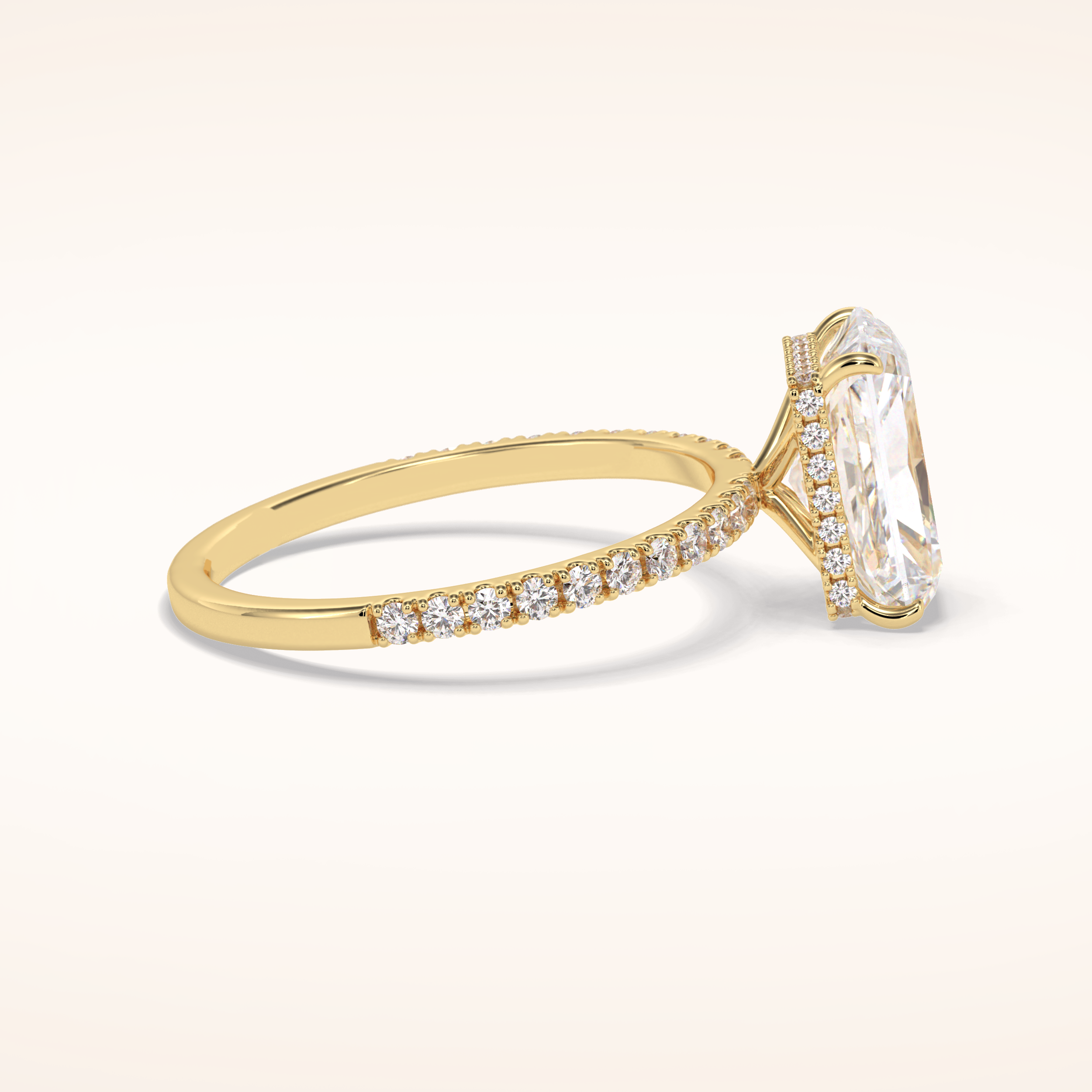 3 CT Radiant Shaped Pave Moissanite Engagement Ring