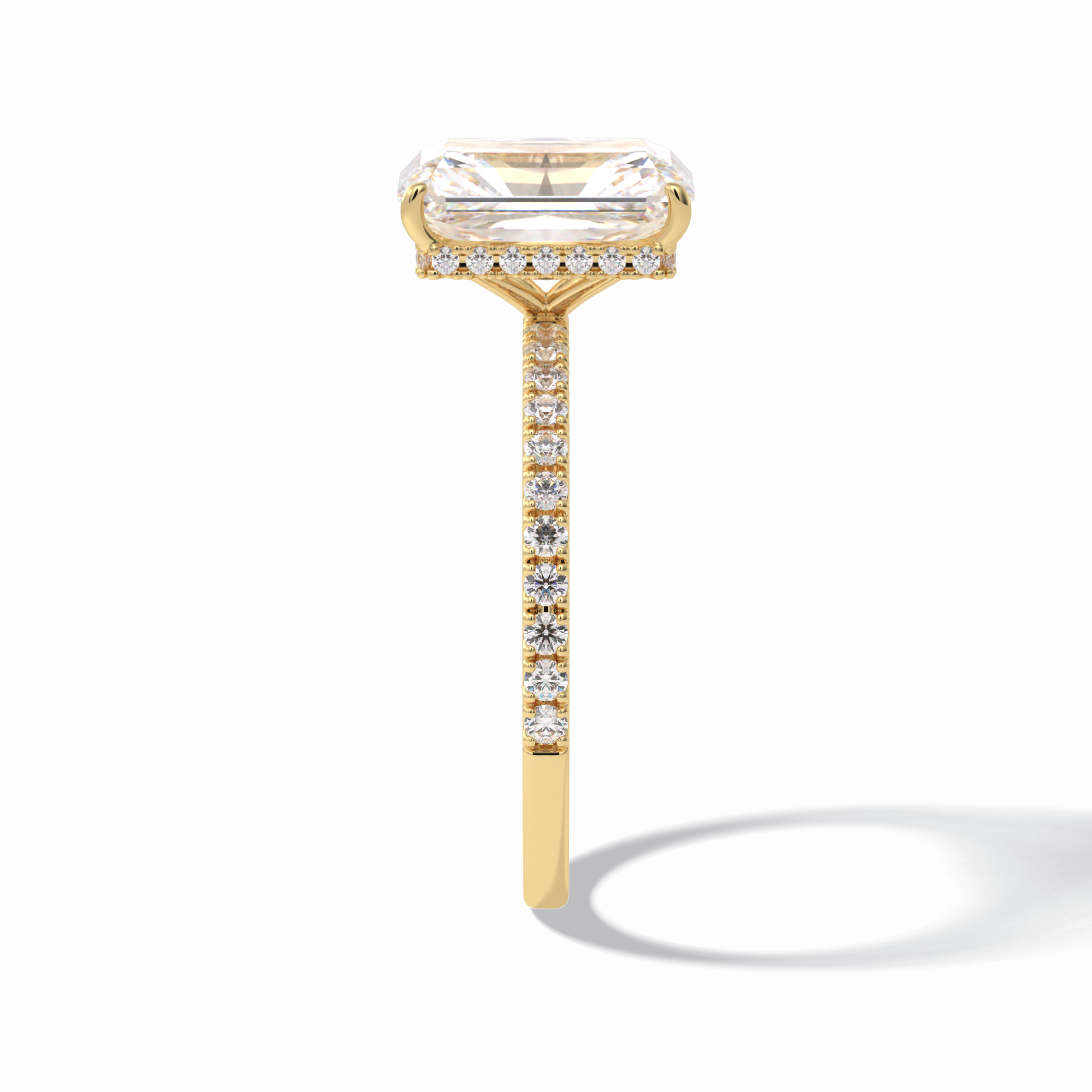 Radiant Hidden Halo & Pave Lab Grown Diamond Engagement Ring