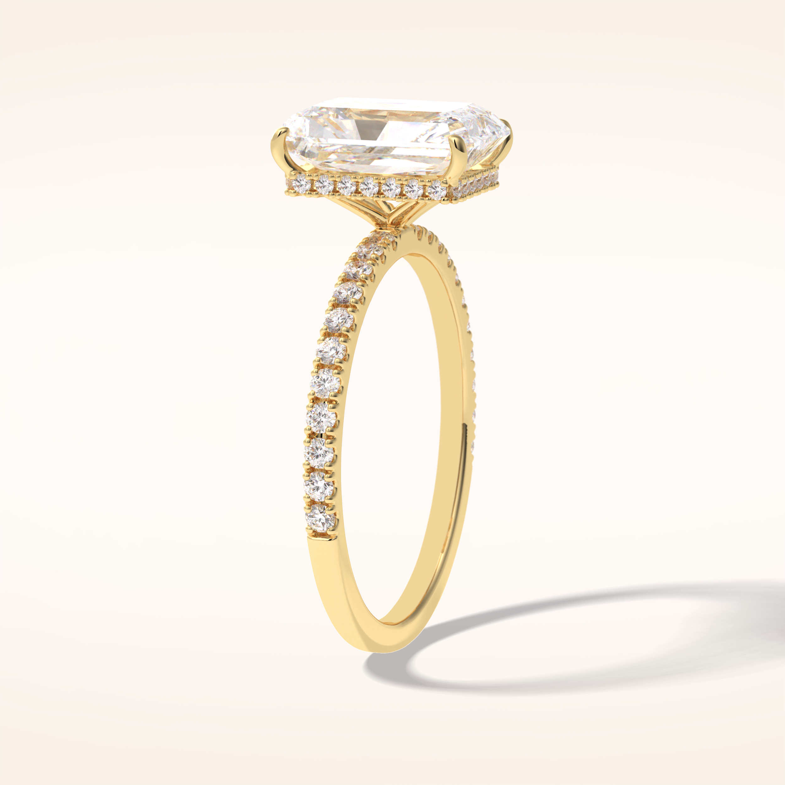 3 CT Radiant Shaped Pave Moissanite Engagement Ring