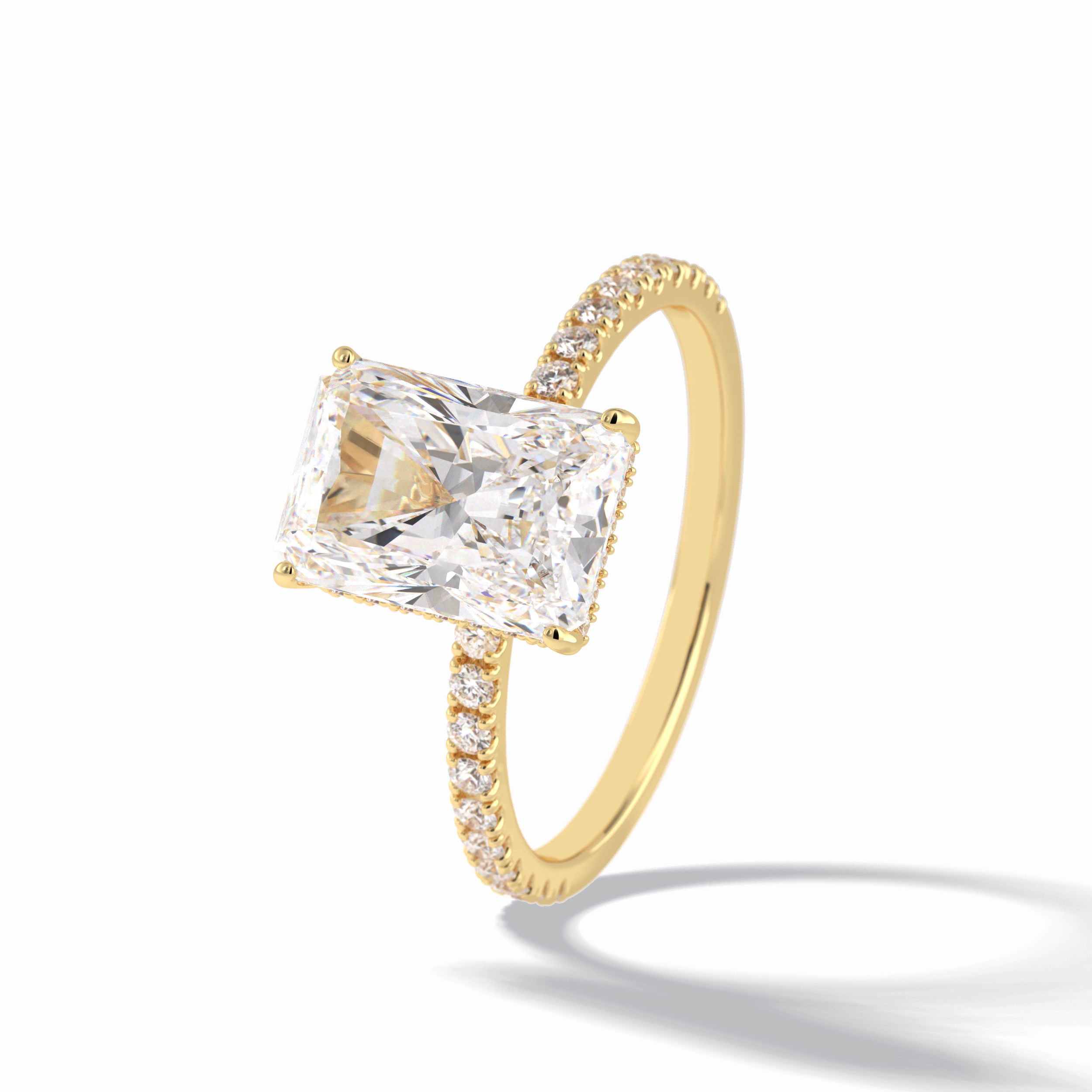 Radiant Hidden Halo & Pave Lab Grown Diamond Engagement Ring
