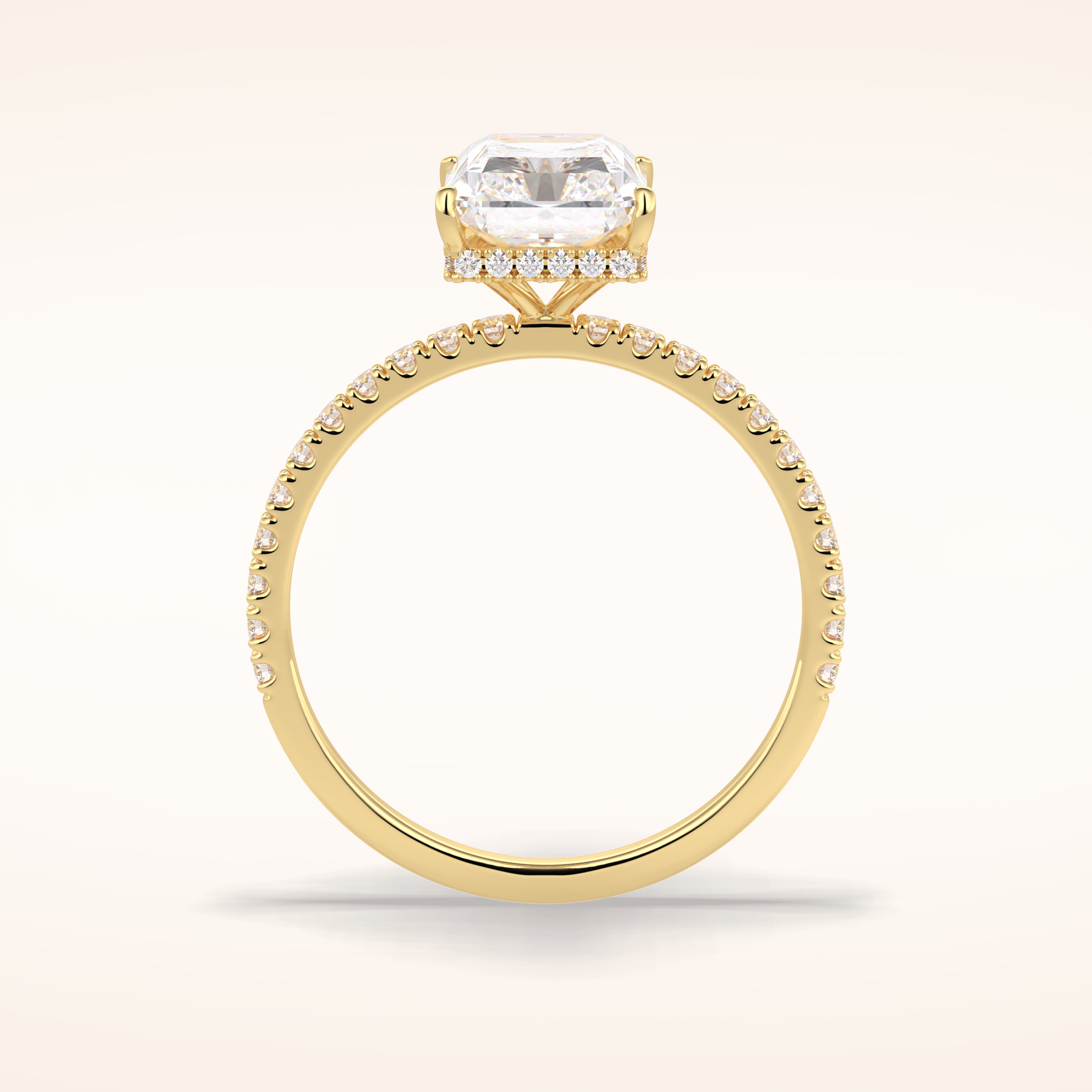 3 CT Radiant Shaped Pave Moissanite Engagement Ring