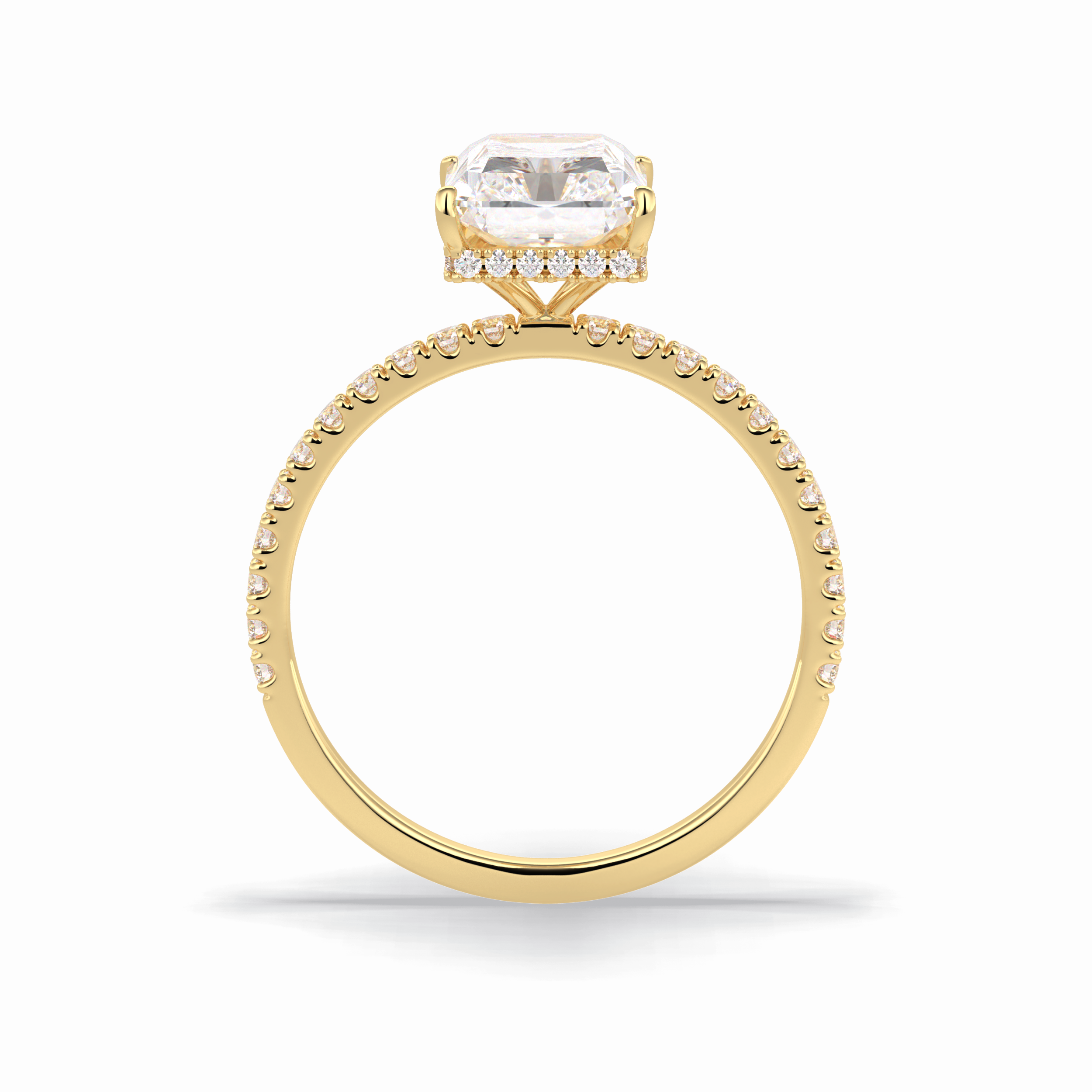 Radiant Hidden Halo & Pave Lab Grown Diamond Engagement Ring