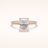 3 CT Radiant Shaped Pave Moissanite Engagement Ring