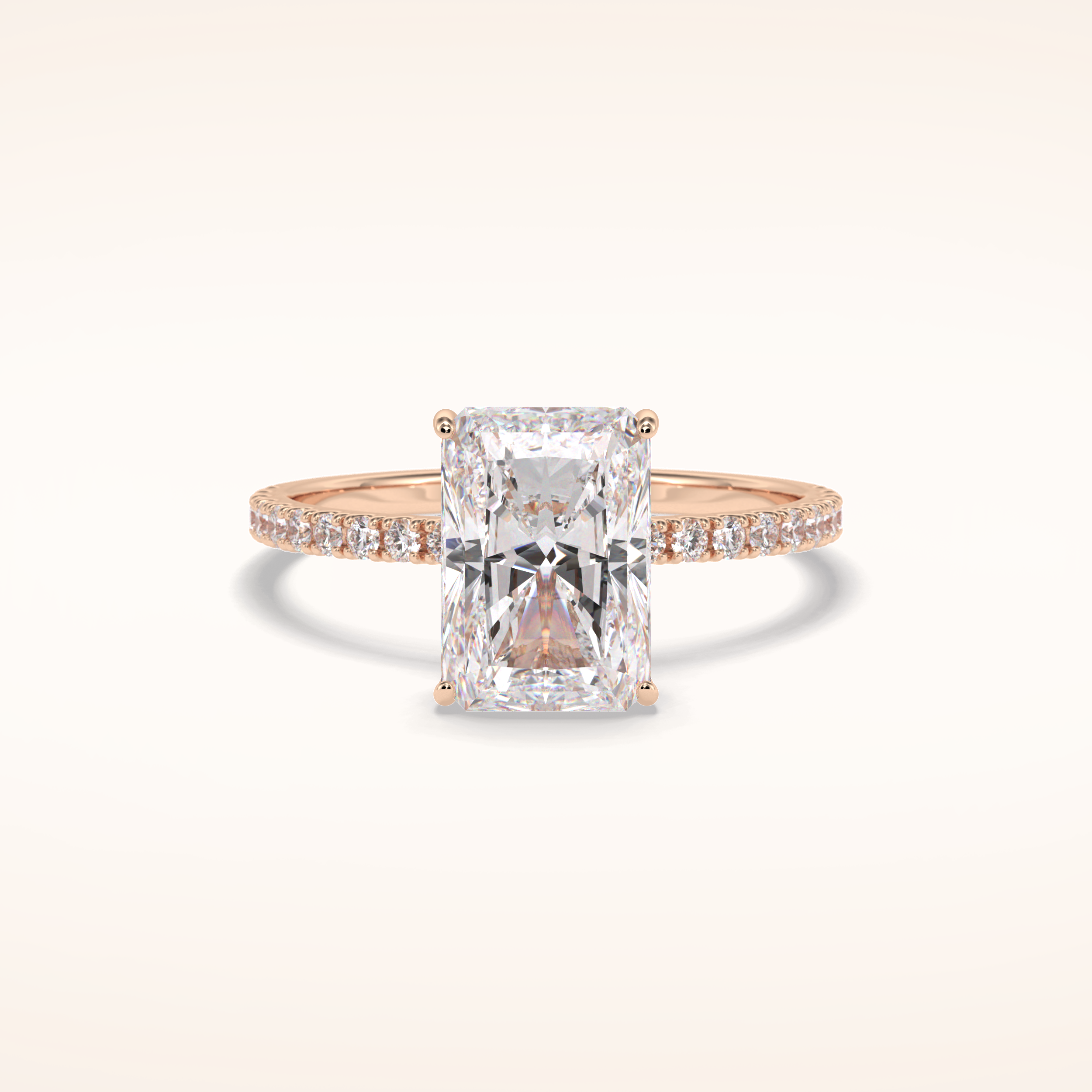 3 CT Radiant Shaped Pave Moissanite Engagement Ring