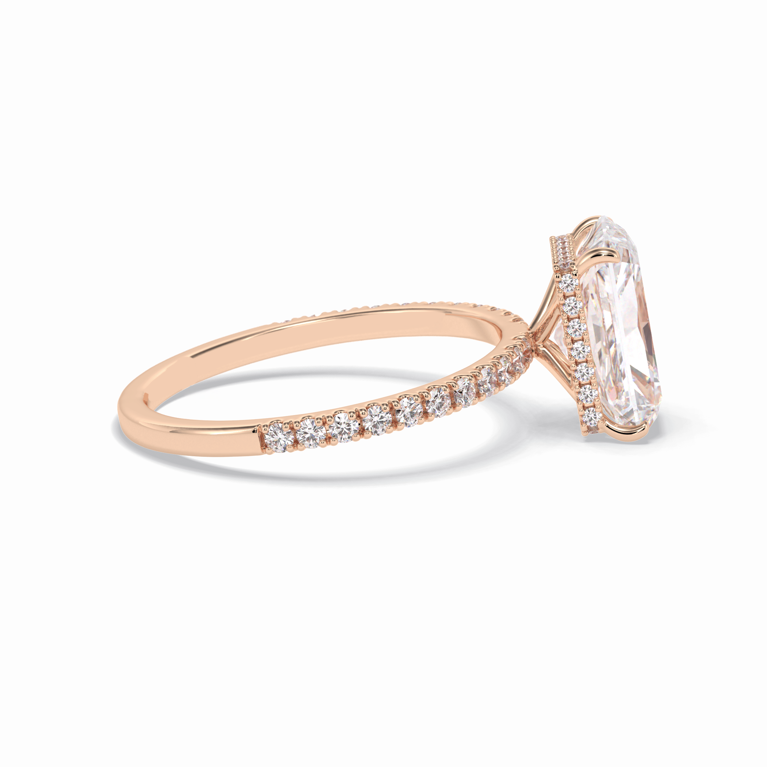 Radiant Hidden Halo & Pave Lab Grown Diamond Engagement Ring