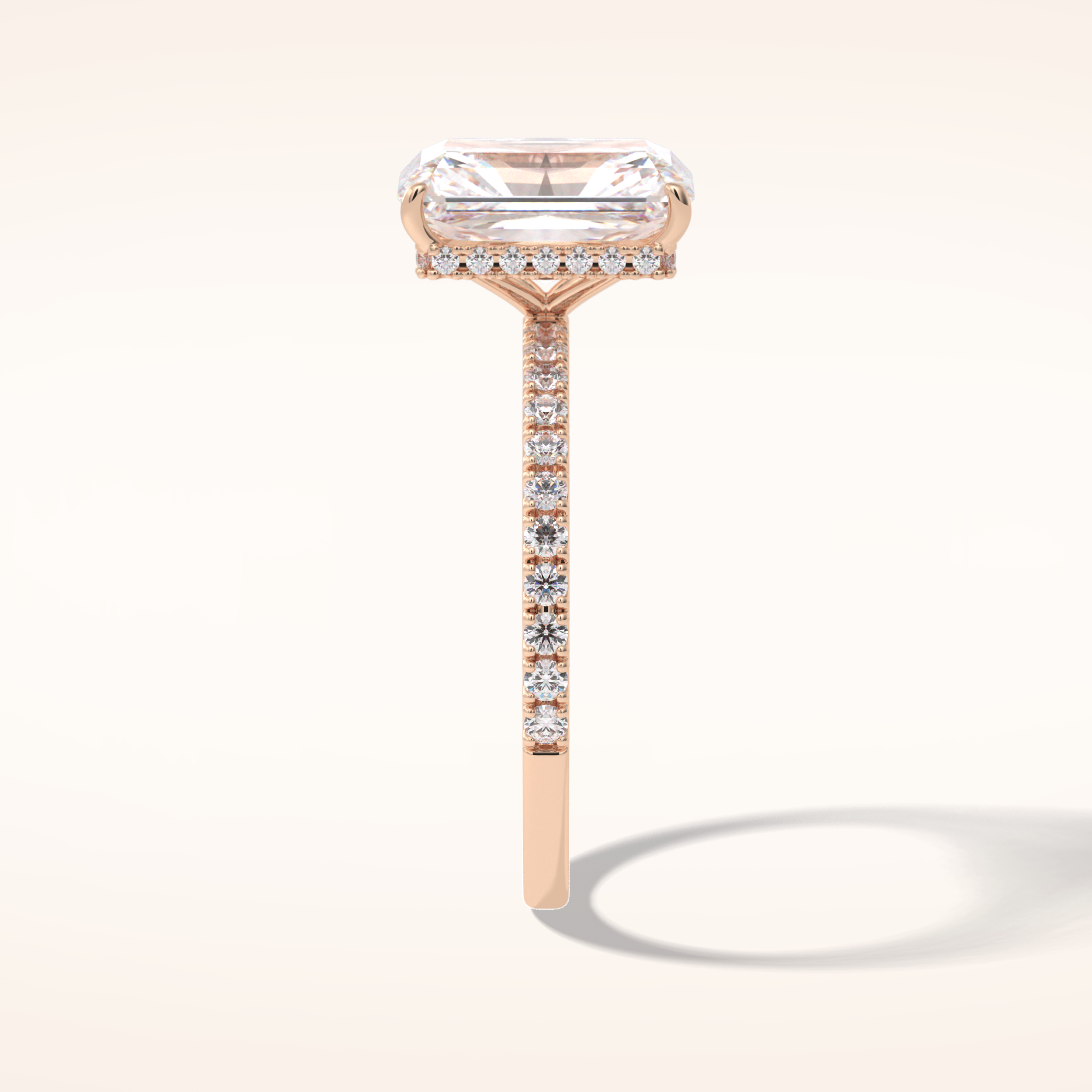 3 CT Radiant Shaped Pave Moissanite Engagement Ring